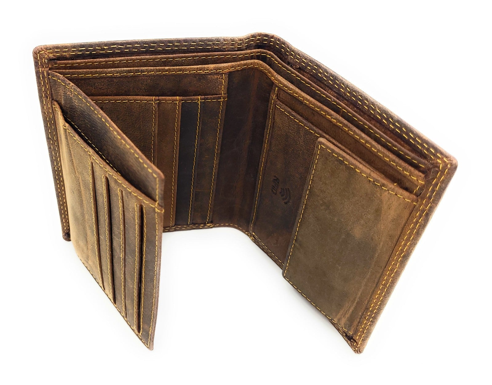 Hunterleder Portemonnaie Hochformat mit RFID-Schutz – 7 Kartenfächer, Münzfach, Doppelnaht, bestes Preis-Leistungs-Verhältnis