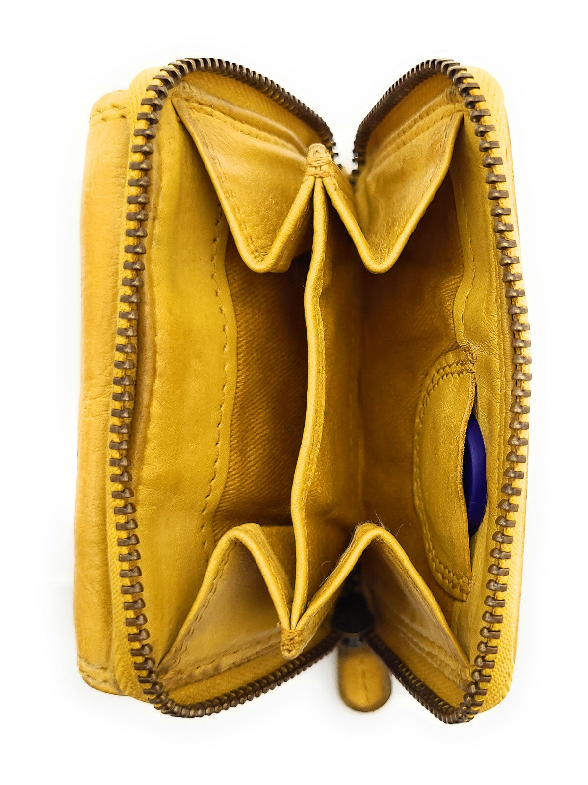 Hill Burry Mini echt Leder Damen Geldbörse Portemonnaie RFID Schutz Waschleder curry gelb