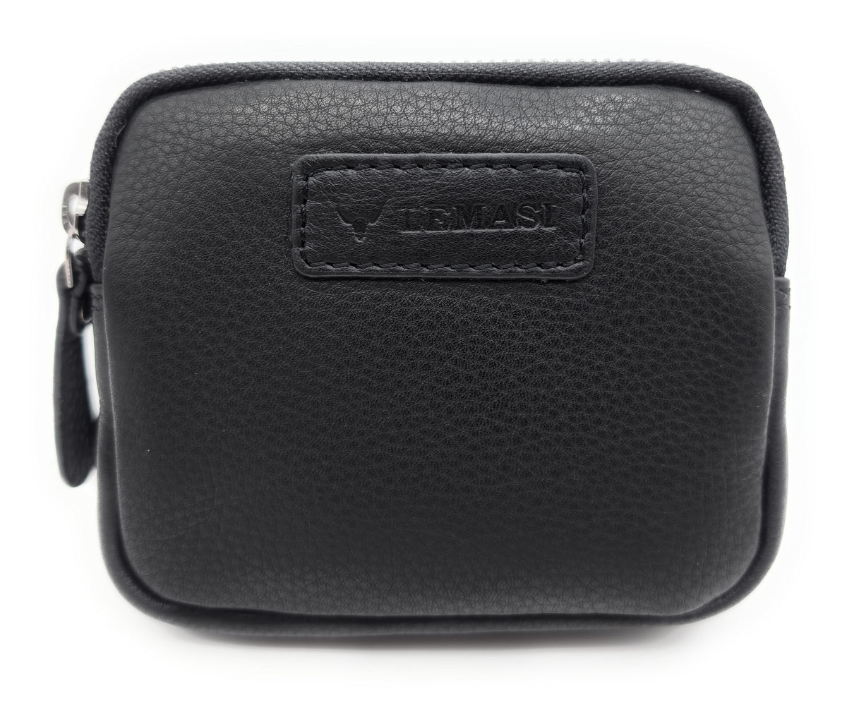 Lemasi Mini Gürteltasche aus Nappaleder – Schwarz, 2 Reißverschlussfächer