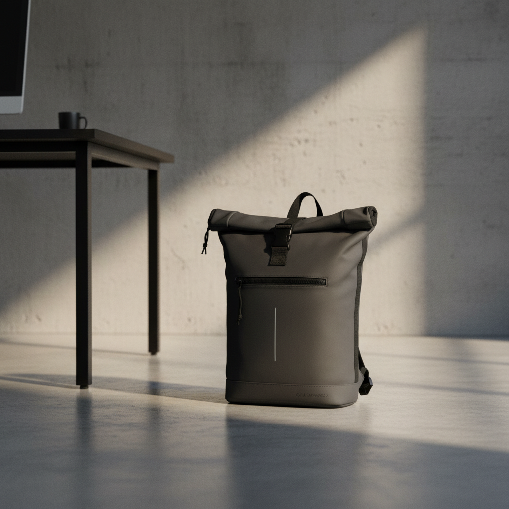 New Rebels New York Rolltop Rucksack Schwarz – wasserabweisend, 15" Laptopfach, 15 L