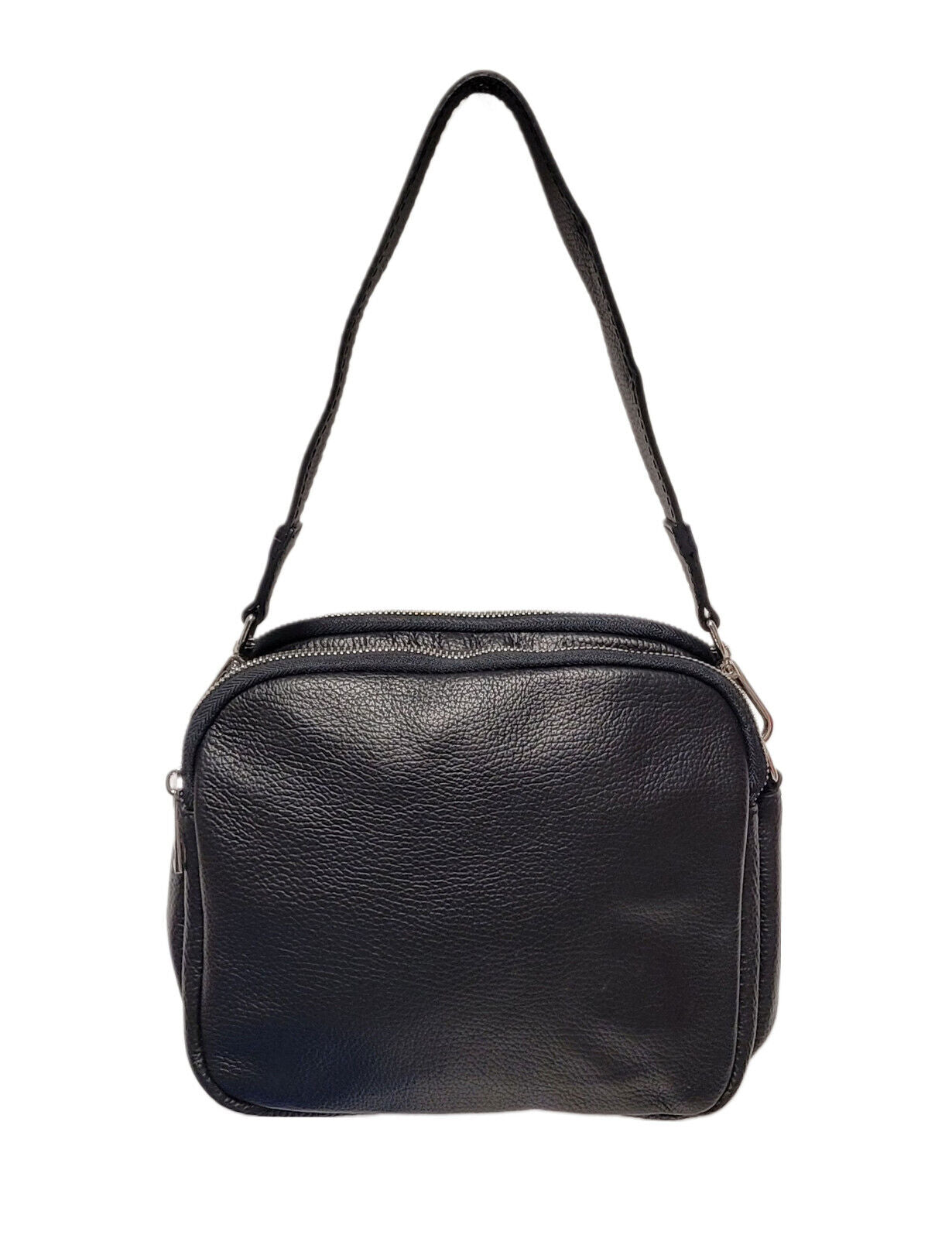 Elegante schwarze Echtleder-Handtasche für Damen – Made in Italy | Kleine Umhängetasche mit Schultergurt & Tragehenkel – zeitloses Design & hochwertige Verarbeitung