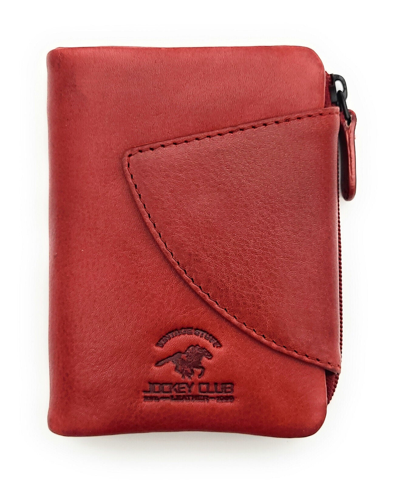 Jockey Club kleine echt Leder Geldbörse Portemonnaie mit RFID Schutz gewachstes Rindleder rot