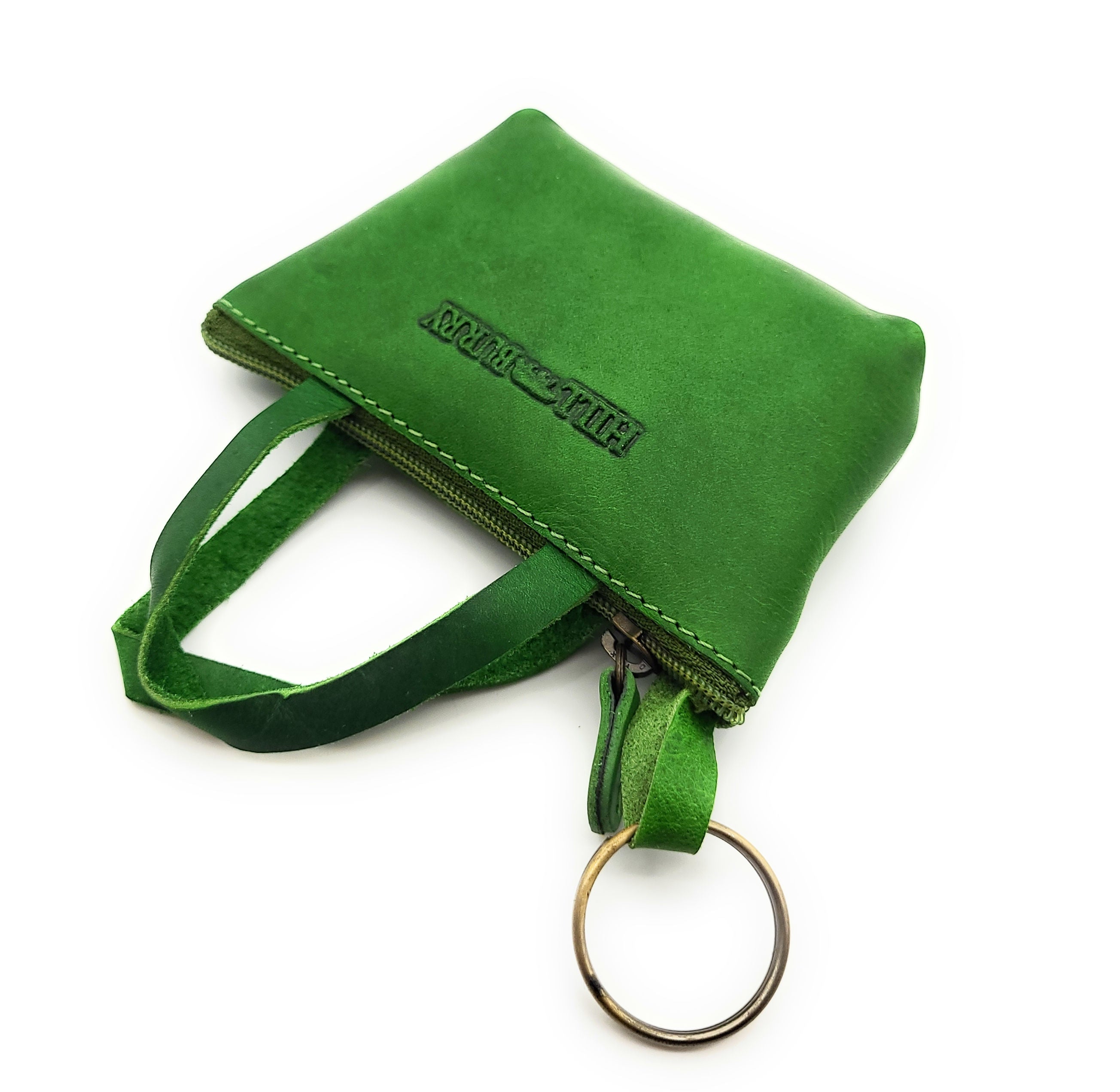 Hill Burry Schlüsseletui Leder Damen Grün - Mini Täschchen Reißverschluss