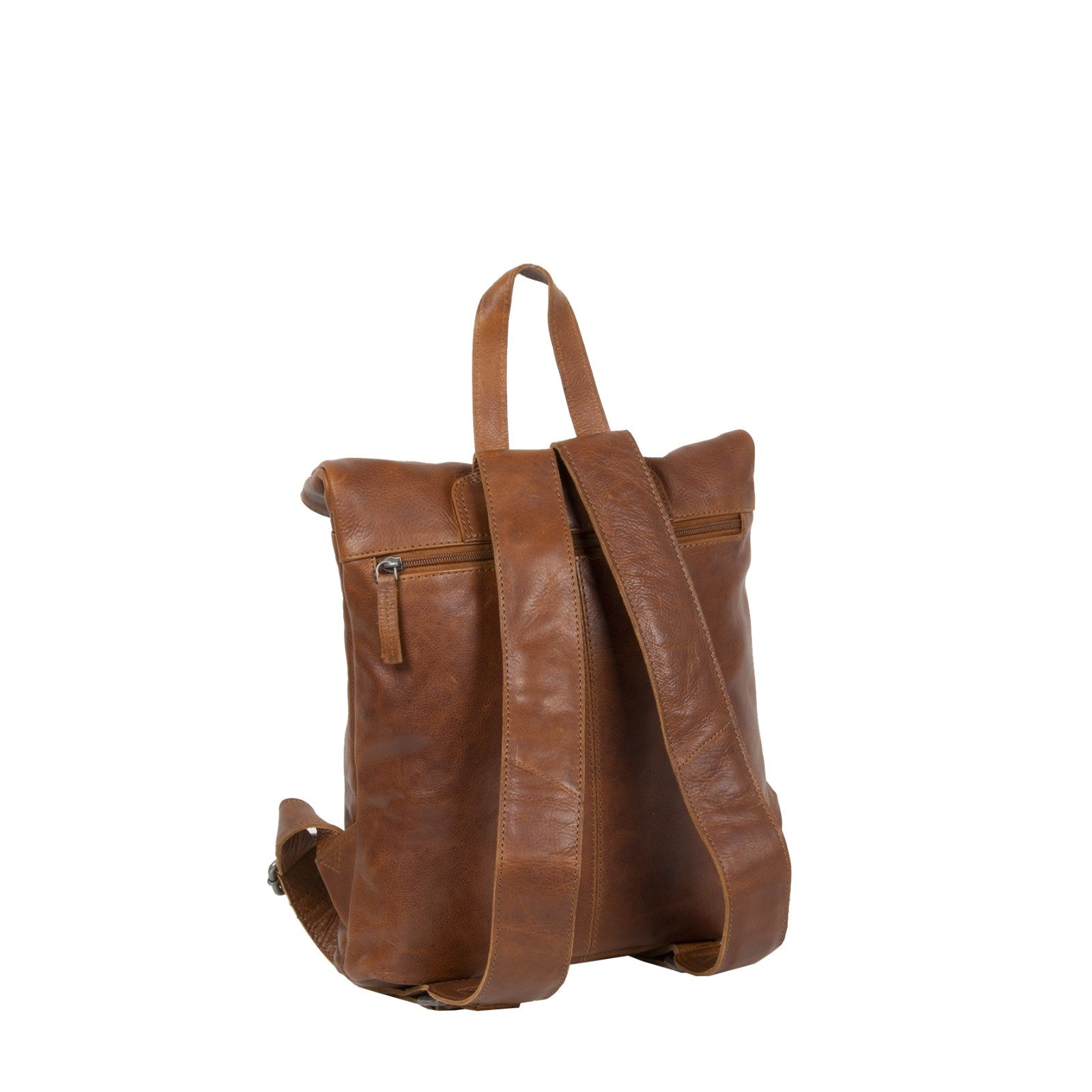 Justified Bags Nynke Rolltop Rucksack aus dickem, echtem Rindleder – Cityrucksack mit Magnetverschluss, Frontfach & Innenlicht – Robuster Leder Rucksack Damen & Herren