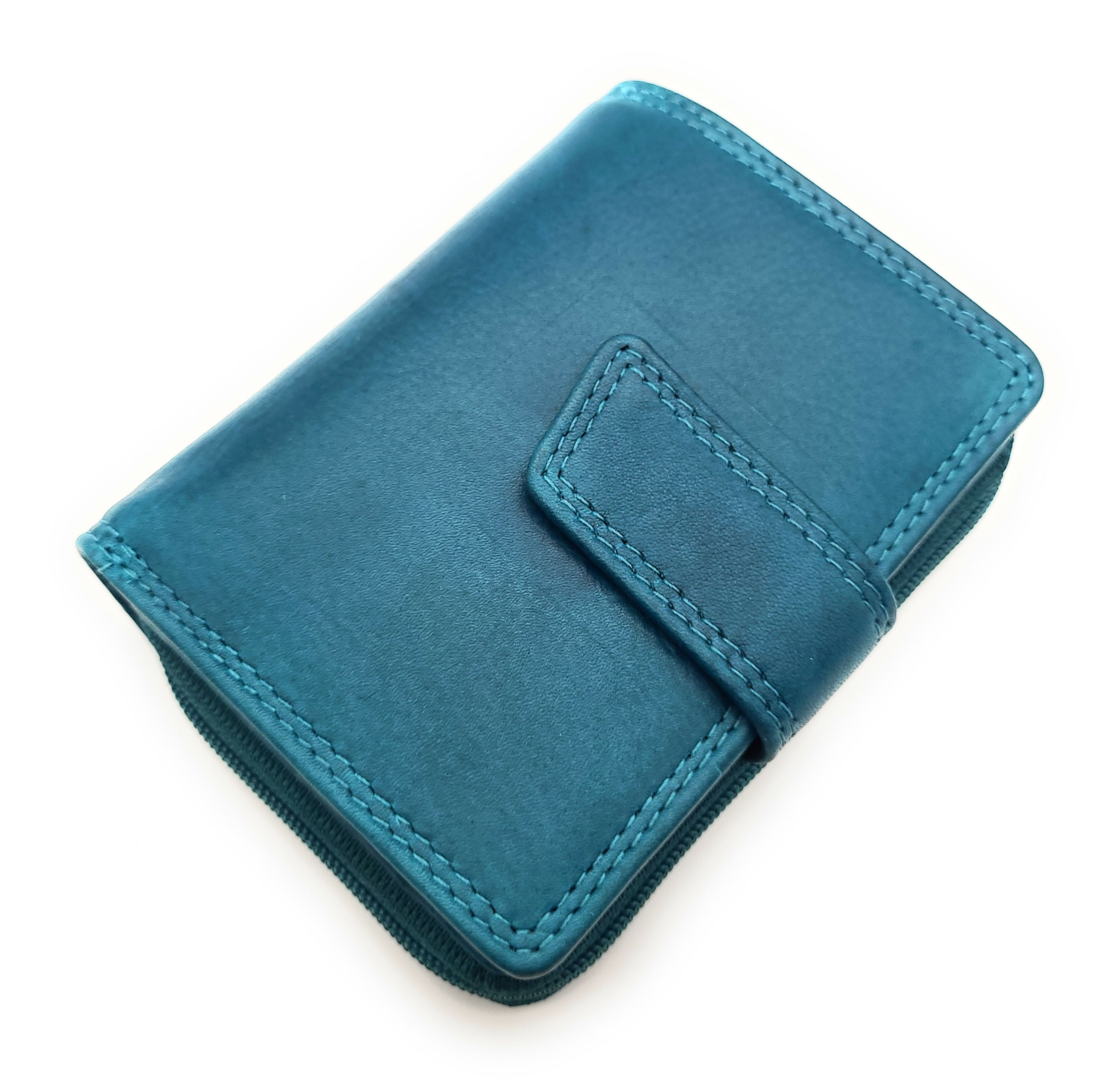 Jockey Club kleine echt Leder Geldbörse Portemonnaie Geldbeutel mit RFID Schutz petrol