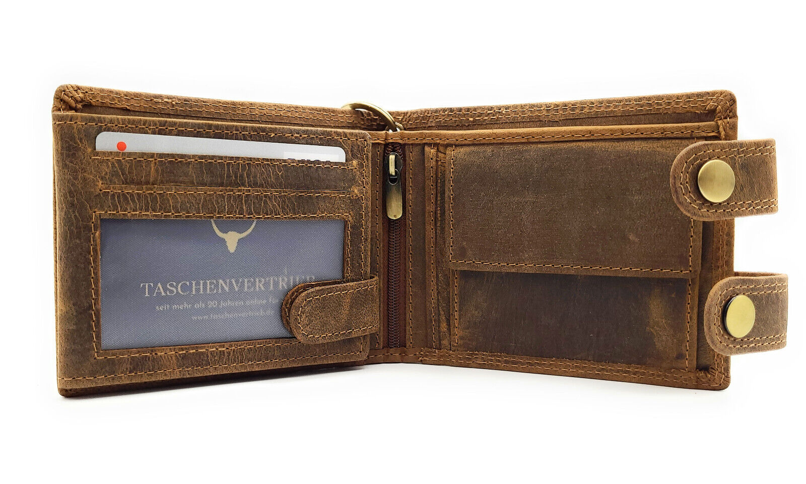 echt Leder Biker Geldbörse mit Kette RFID Schutz Hunterleder Portemonnaie Skull Totenkopf