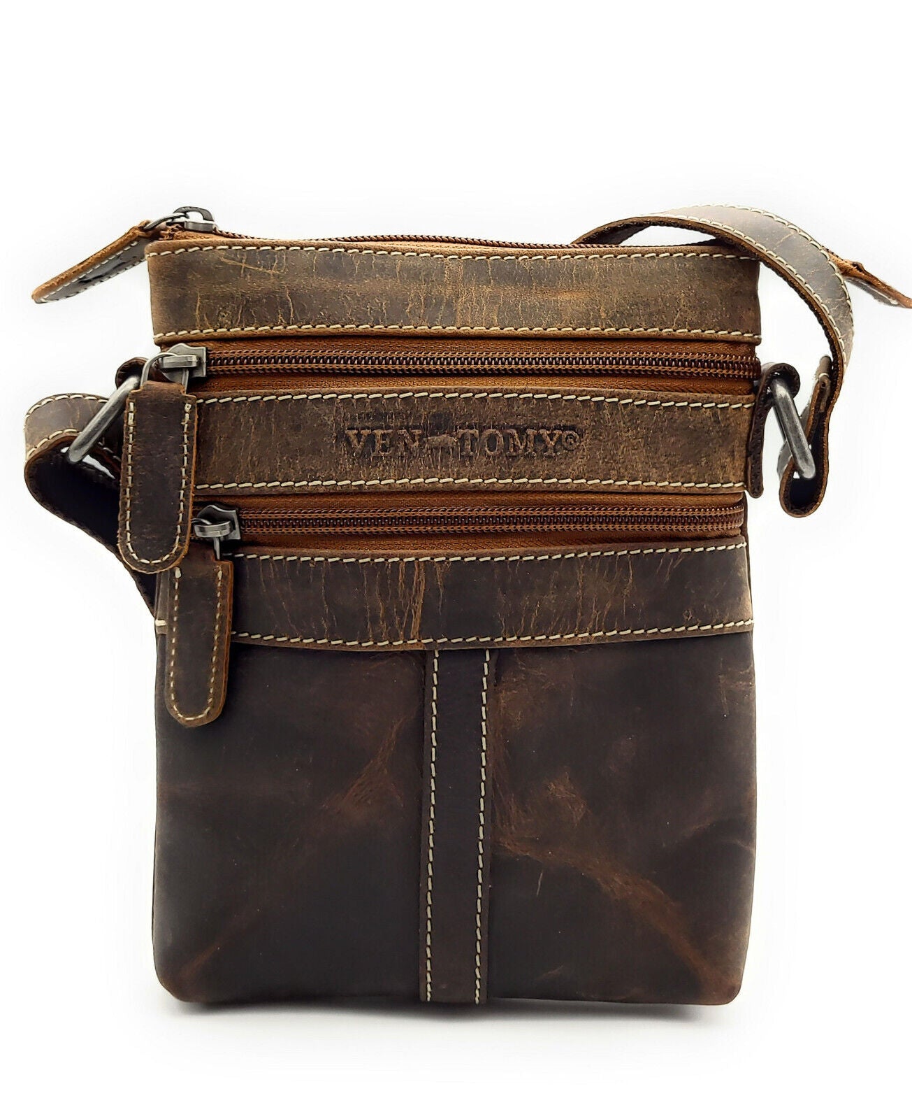 Ven Tomy kleine Umhängetasche Crossbag Smartphone-Tasche aus Büffelleder im vintage Look