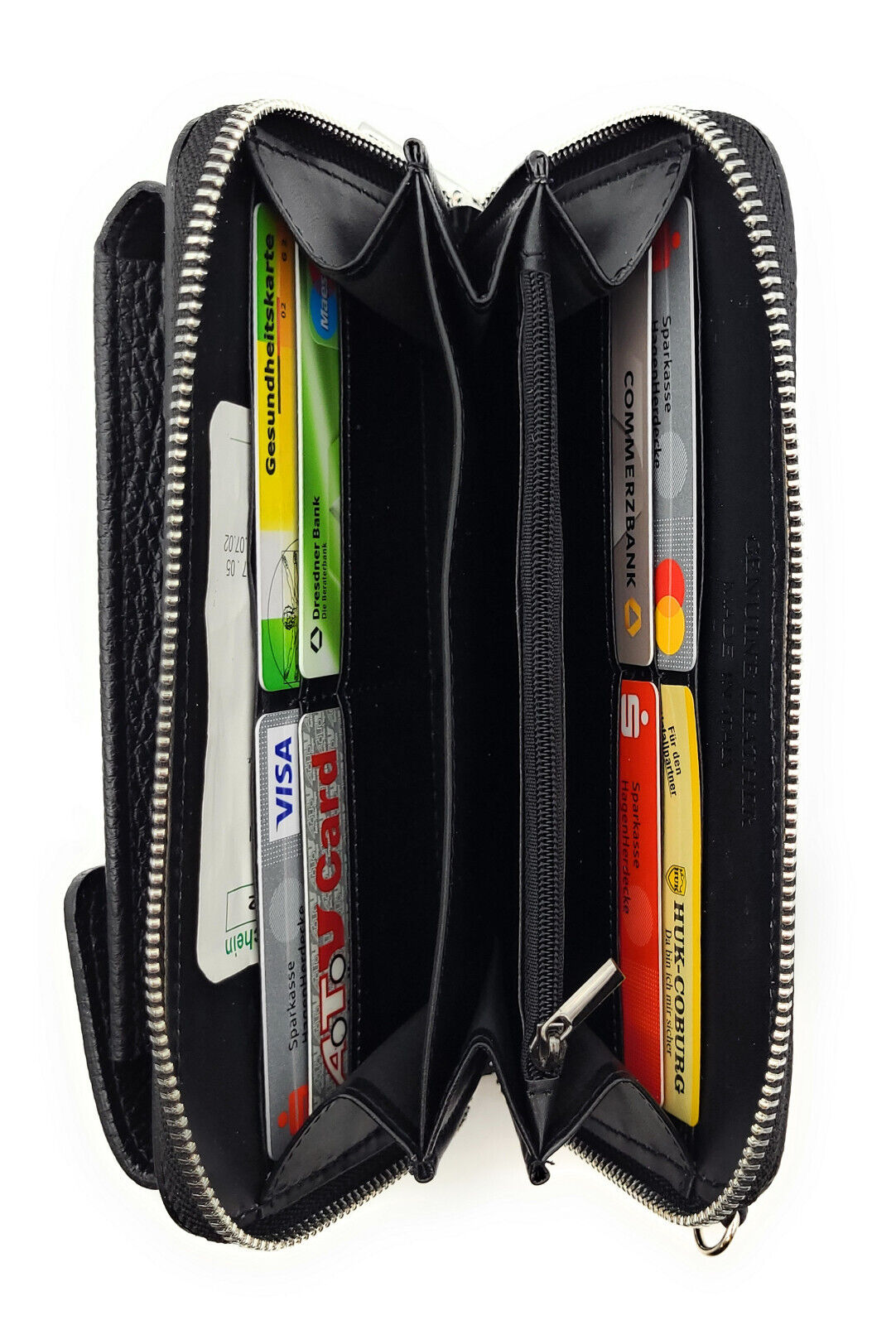 echt Leder Handytasche Smartphonetasche Geldbörse Umhängetasche made in Italy schwarz