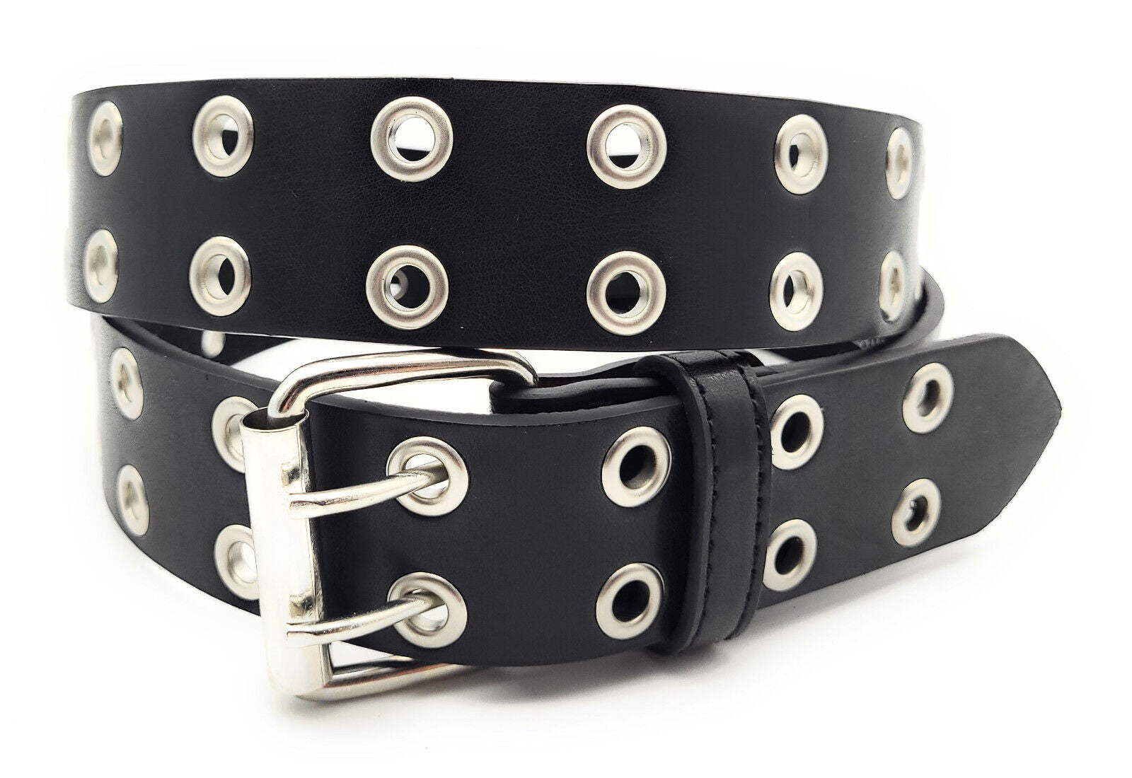 2-Loch Nietengürtel Ösen Gürtel Jeansgürtel Damen Herren echt Leder & PU 115cm (100cm Bundweite)