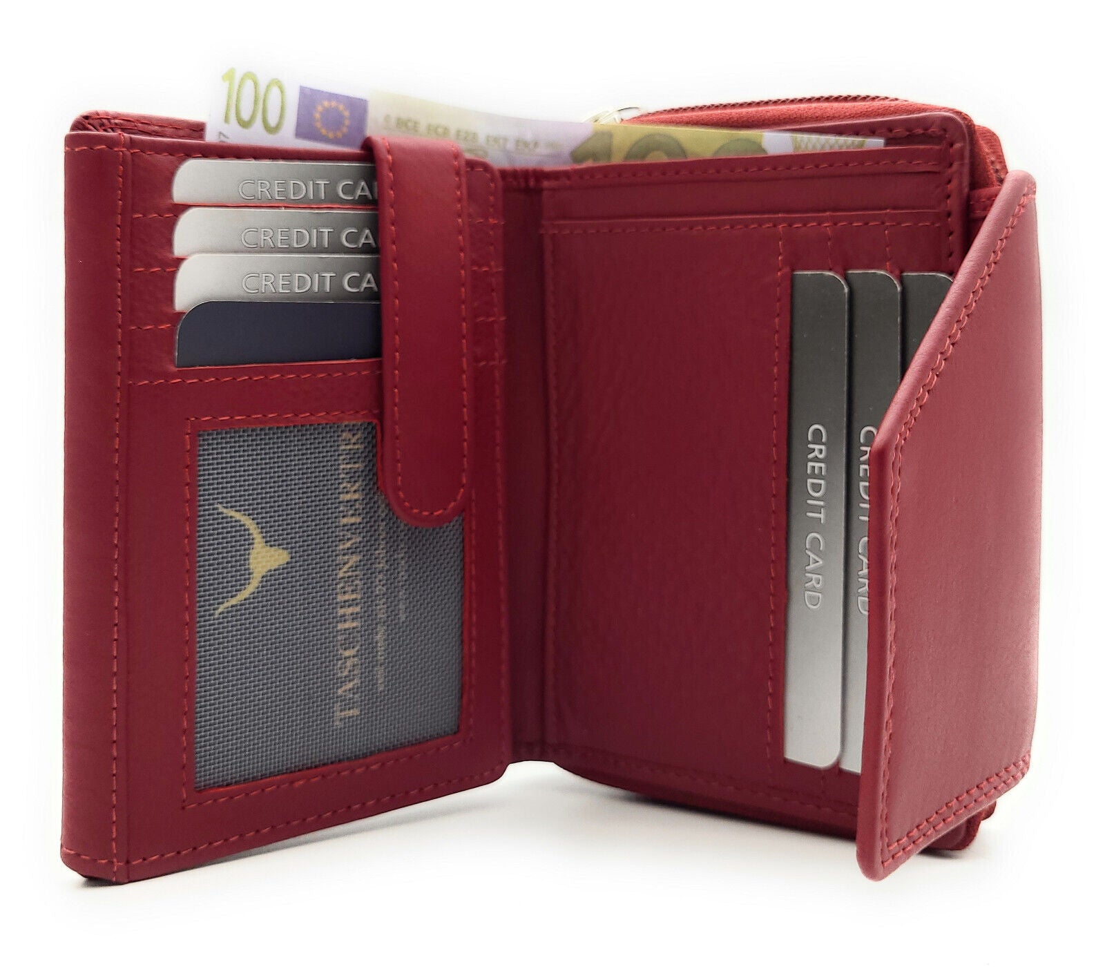 Jockey Club echt Leder Damen Geldbörse Portemonnaie Geldbeutel viele Fächer RFID Schutz rot