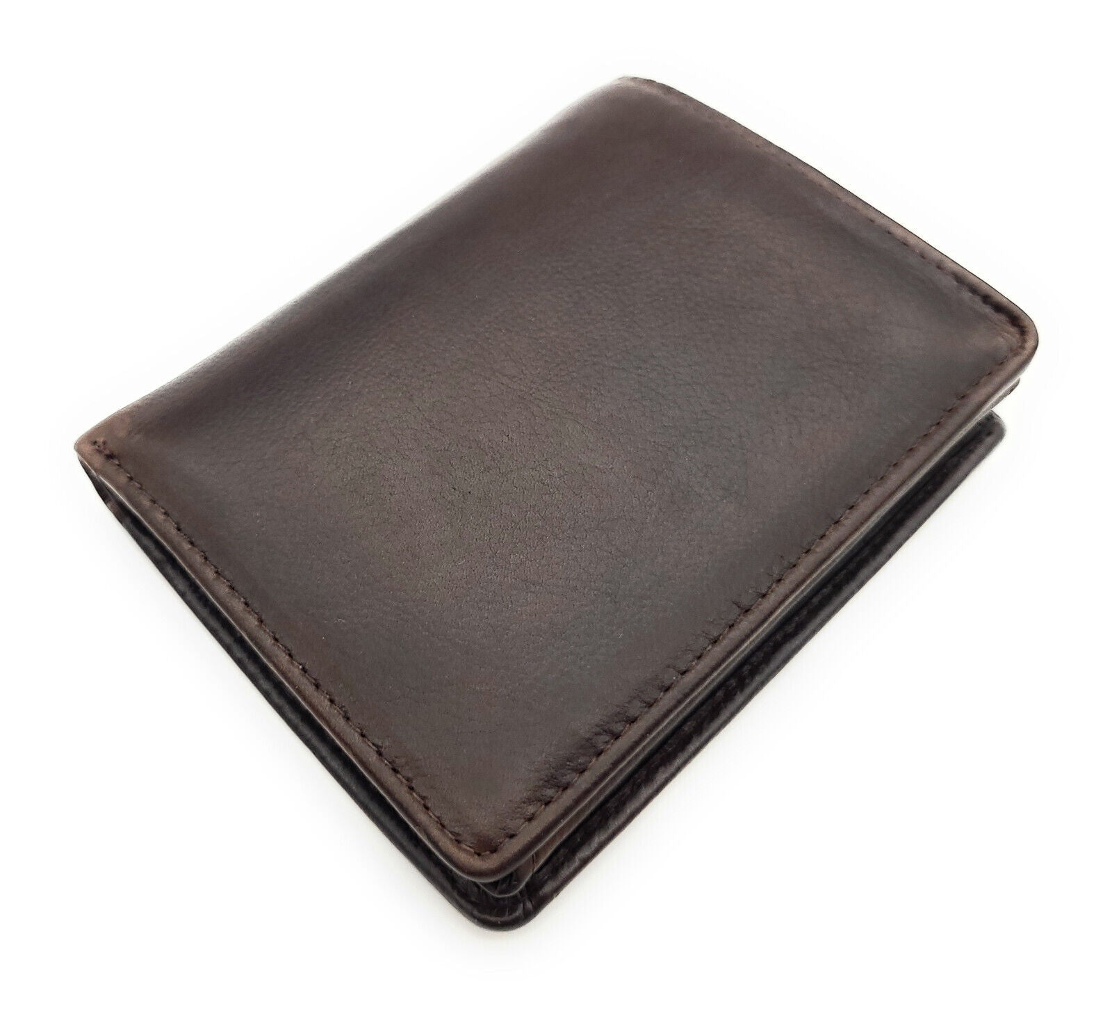 Jockey Club kompakte echt Leder Geldbörse Portemonnaie mit RFID Schutz gewachstes Rindleder braun