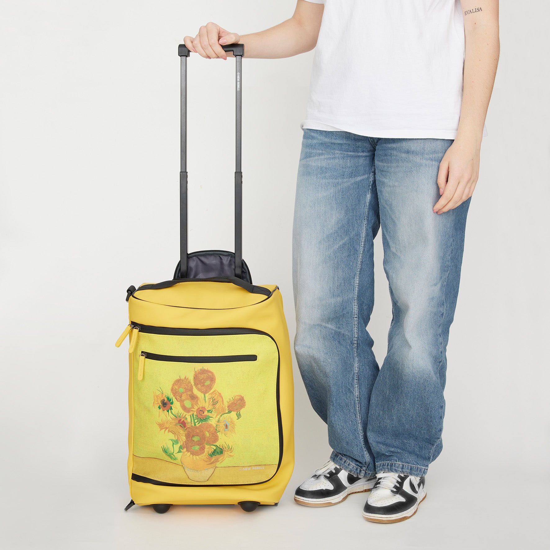 New Rebels OnBoard Trolley Laredo Wasserabweisend | Reisekoffer mit Rollen | Handgepäck 32x18x50cm | Van Gogh Sonnenblumen Gelb