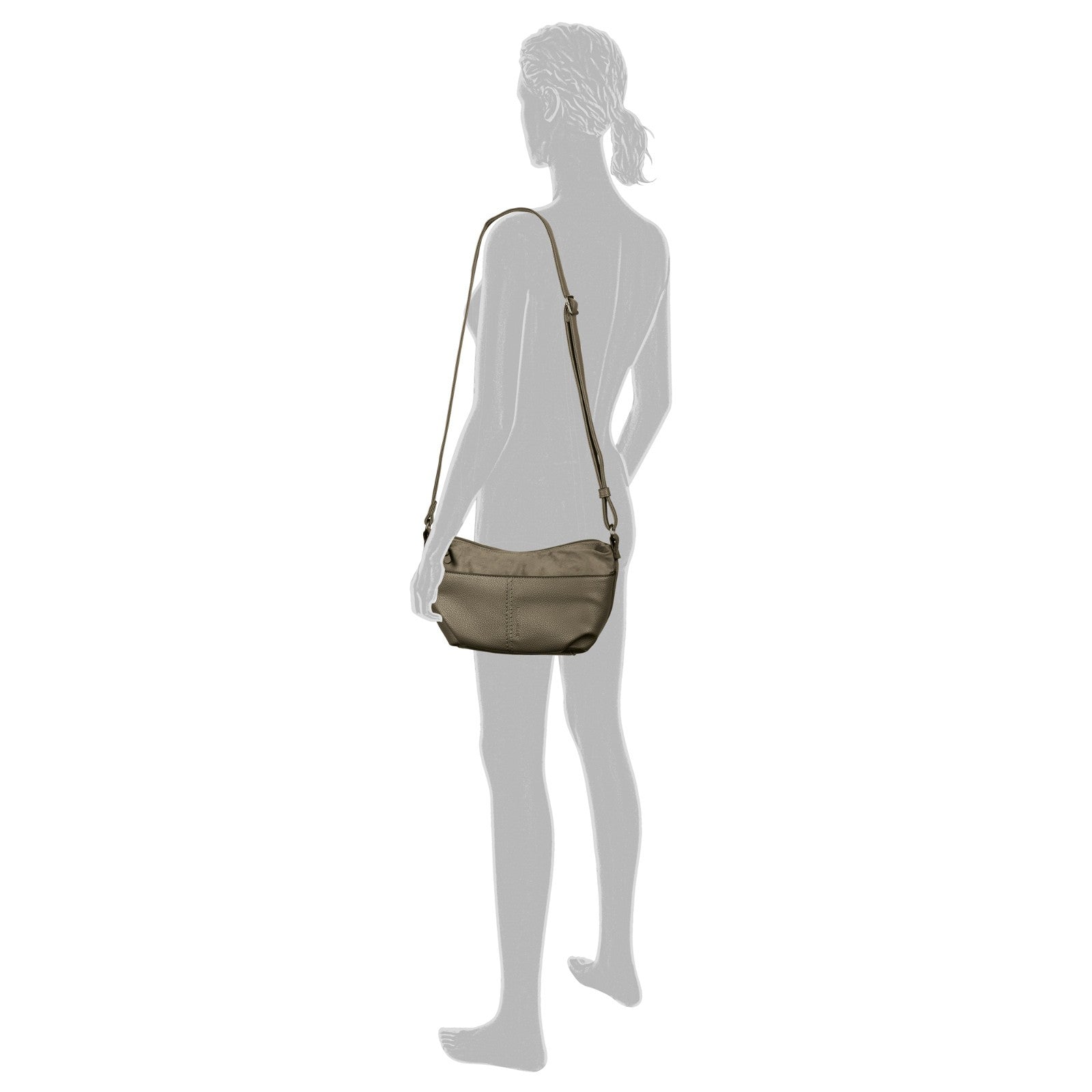 Tom Tailor Banana Bag Miha elegante Umhängetasche Handtasche Velours- & Lederimitat khaki