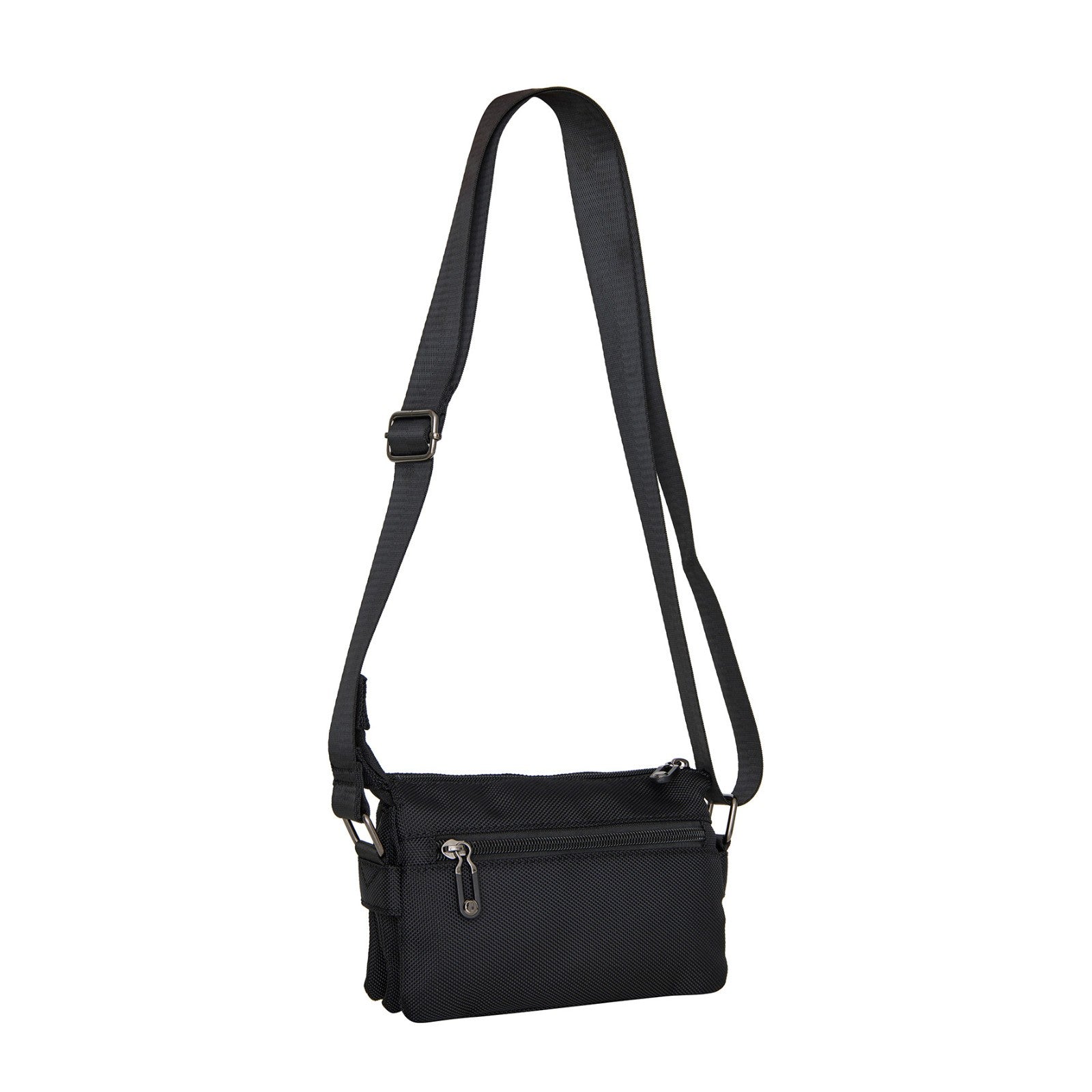 Mustang Umhängetasche Dabas – kleine Schultertasche aus Nylon mit Reißverschlussfächern & verstellbarem Gurt schwarz