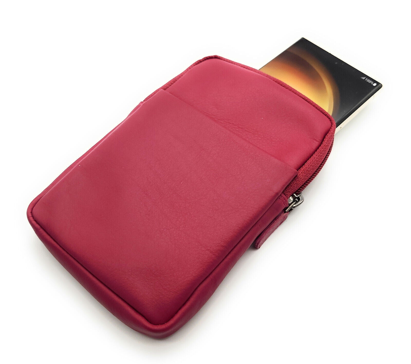 Jockey Club kleine echt Leder Smartphonetasche Umhängetasche Crossbag beere