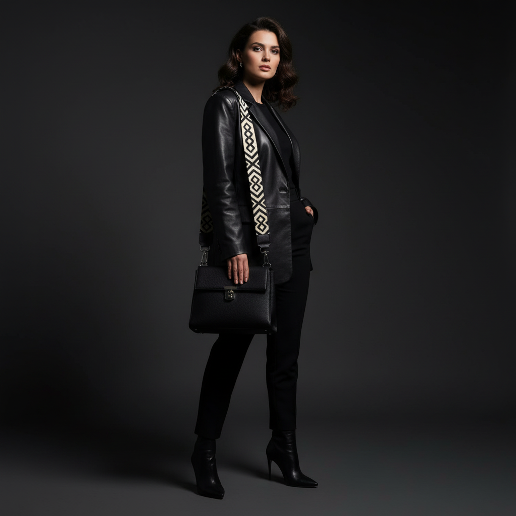 Ersatz Taschengurt Schultergurt Tragegurt Schulterriemen 4cm made in Italy schwarz beige