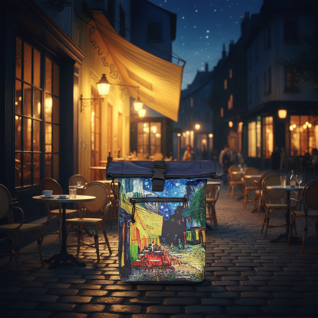 New Rebels Van Gogh Rucksack – Rolltop, wasserabweisend, Laptopfach