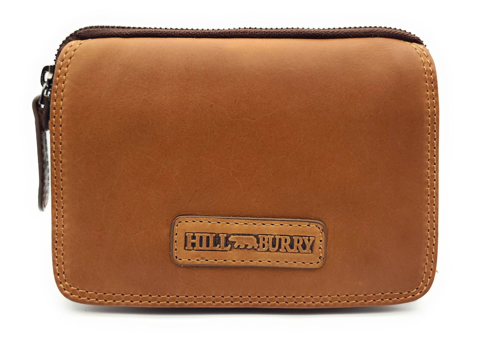 Hill Burry Gürteltasche gewachstes Rindleder braun | 2 Hauptfächer, Magnetverschluss, Gürtelschlaufen doppelt genäht