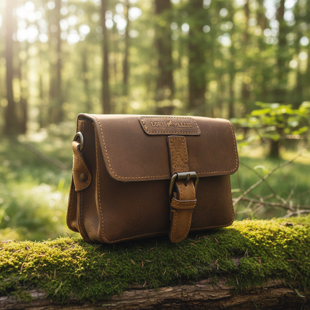 Louis Wallis Leder Gürteltasche Braun – Bikertasche Jagdtasche Hüfttasche mit Schultergurt