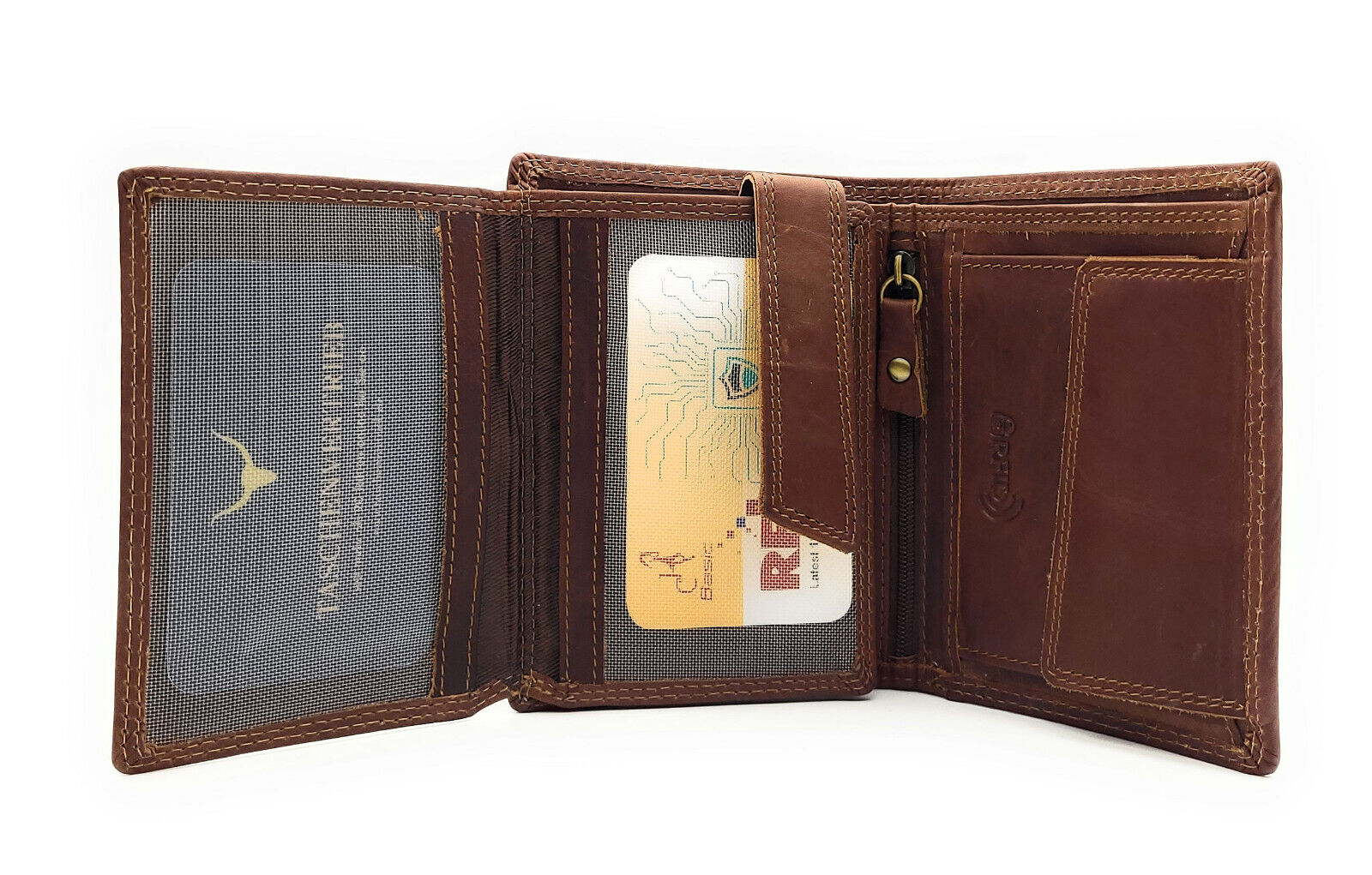 Jockey Club Basic echt Leder Geldbörse Portemonnaie mit RFID Schutz vintage braun