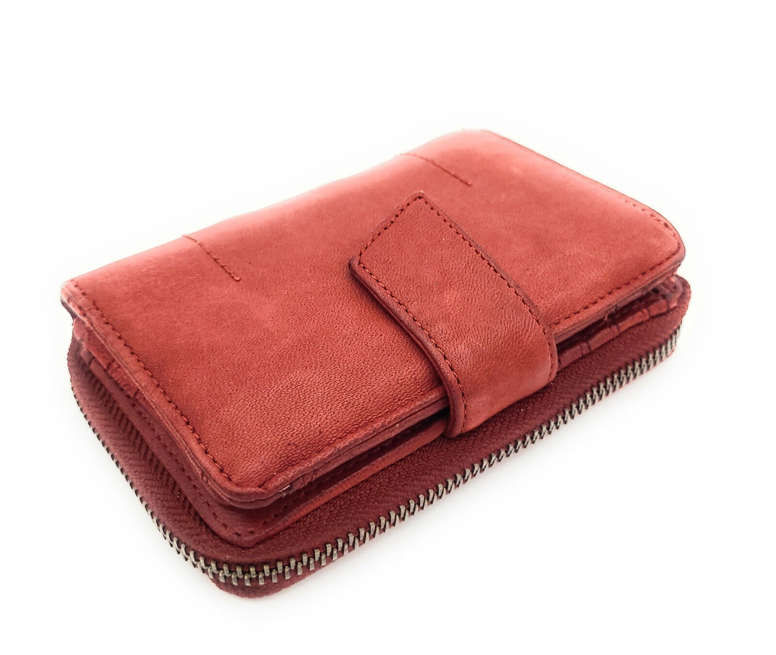 Jockey Club Damen Geldbörse Leder Rot – Vintage RFID Portemonnaie