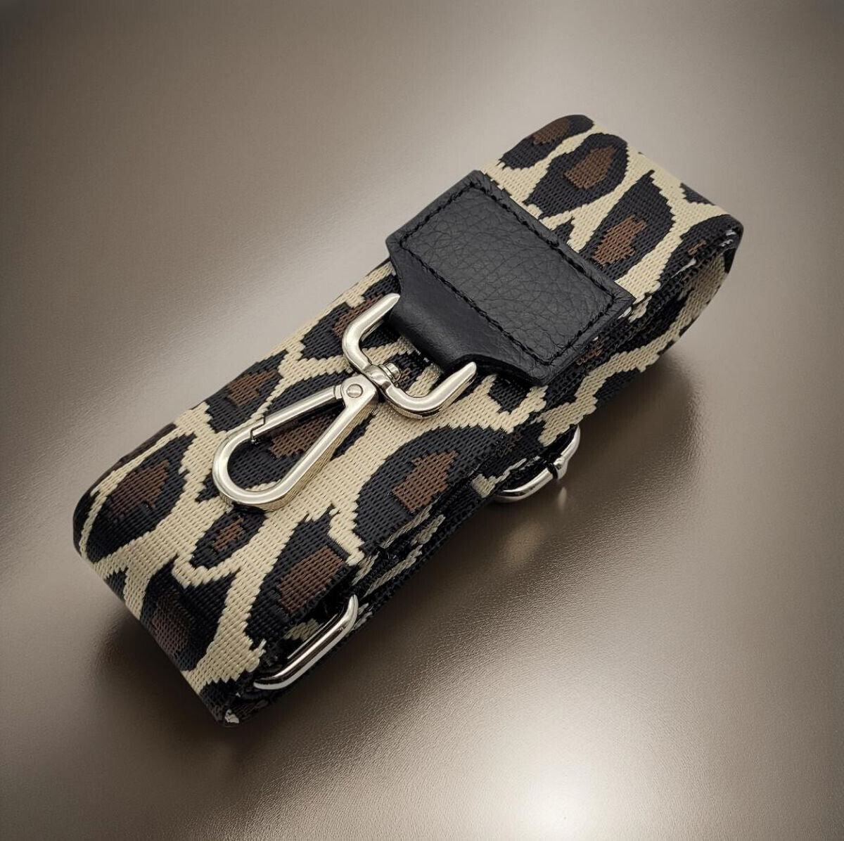Ersatz Taschengurt Schultergurt Tragegurt Schulterriemen 5cm Leopard beige braun Echtleder Enden