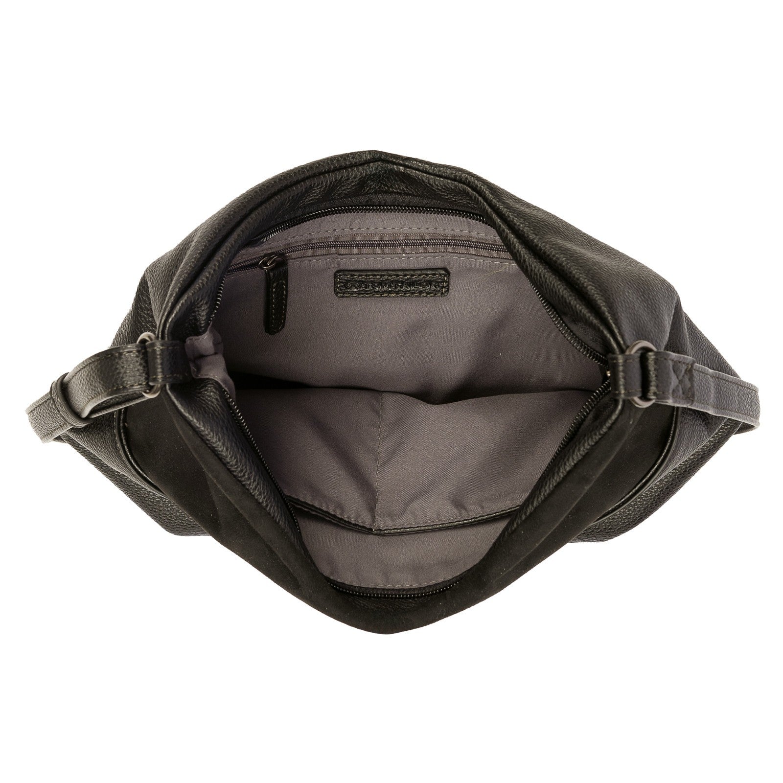 Tom Tailor Cross Bag M Miha – Mittelgroße Umhängetasche mit Reißverschlussfächern, Velours- & Lederimitat, 31x11x28 cm schwarz