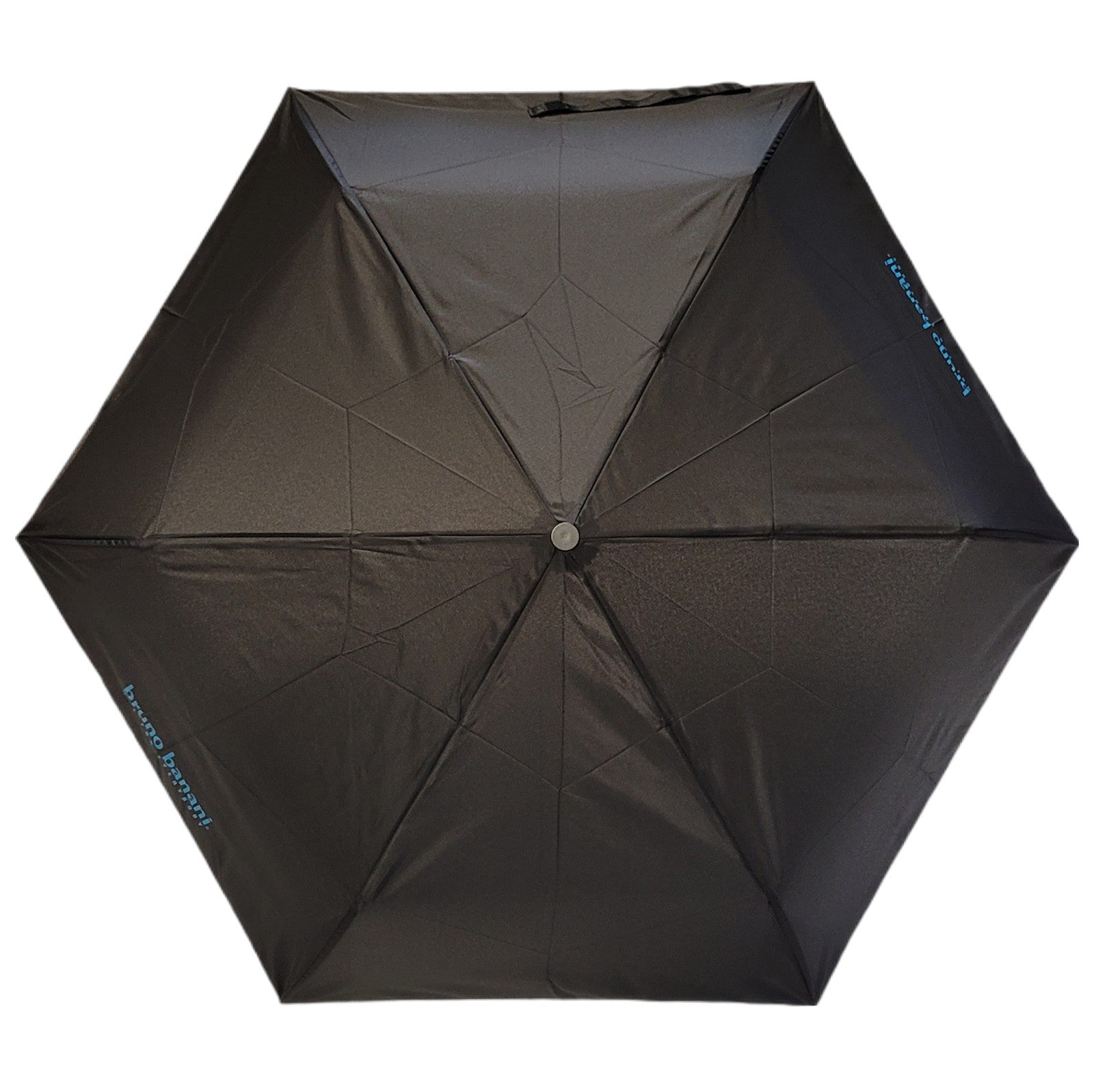 bruno banani Mini-Regenschirm – Handöffner, Stahl-Fiberglasgestell, Polyester Pongee, geriffelter Griff mit erhabenem Logo Schwarz Aqua