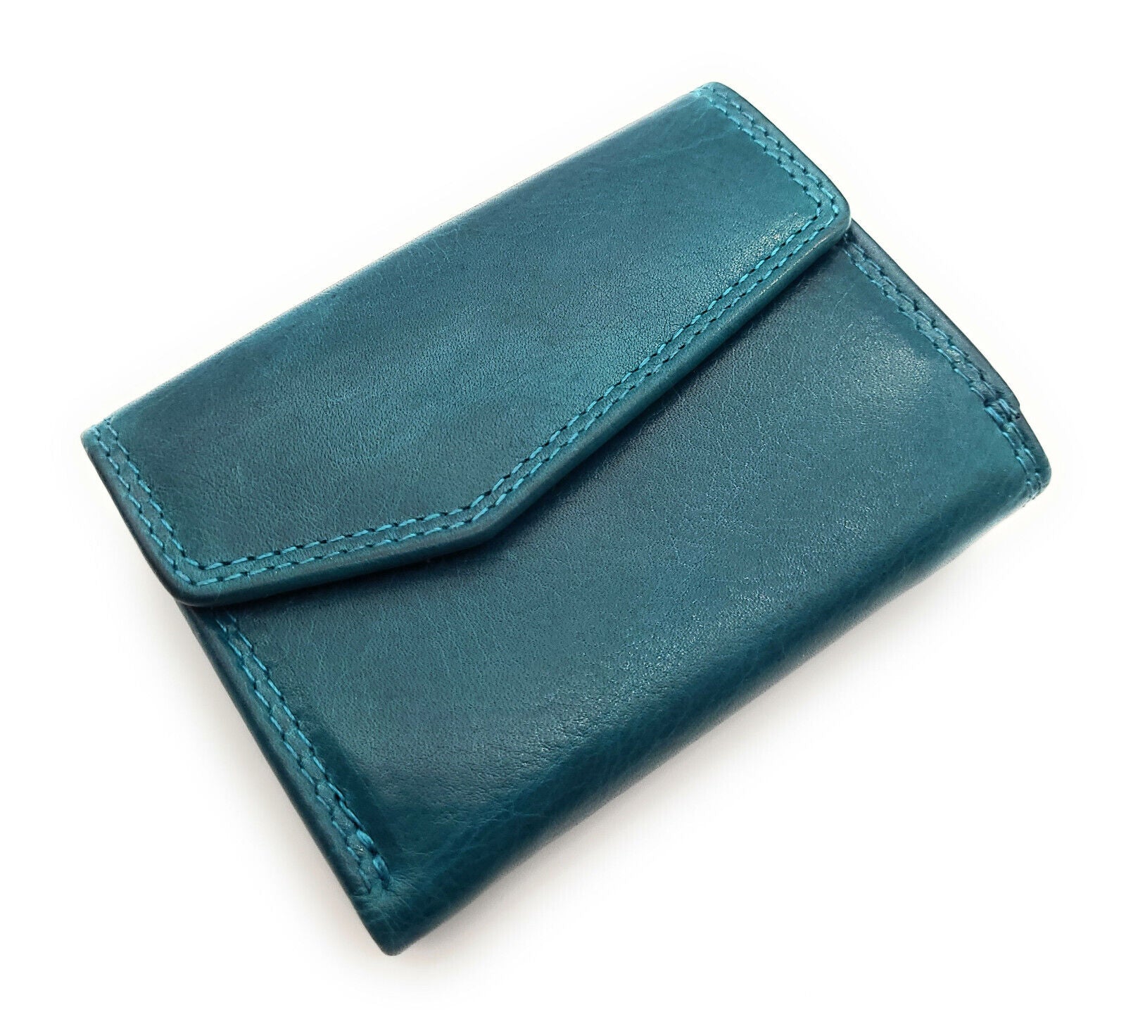 Jockey Club kleine kompakte echt Leder Geldbörse Wendebörse mit RFID Schutz petrol