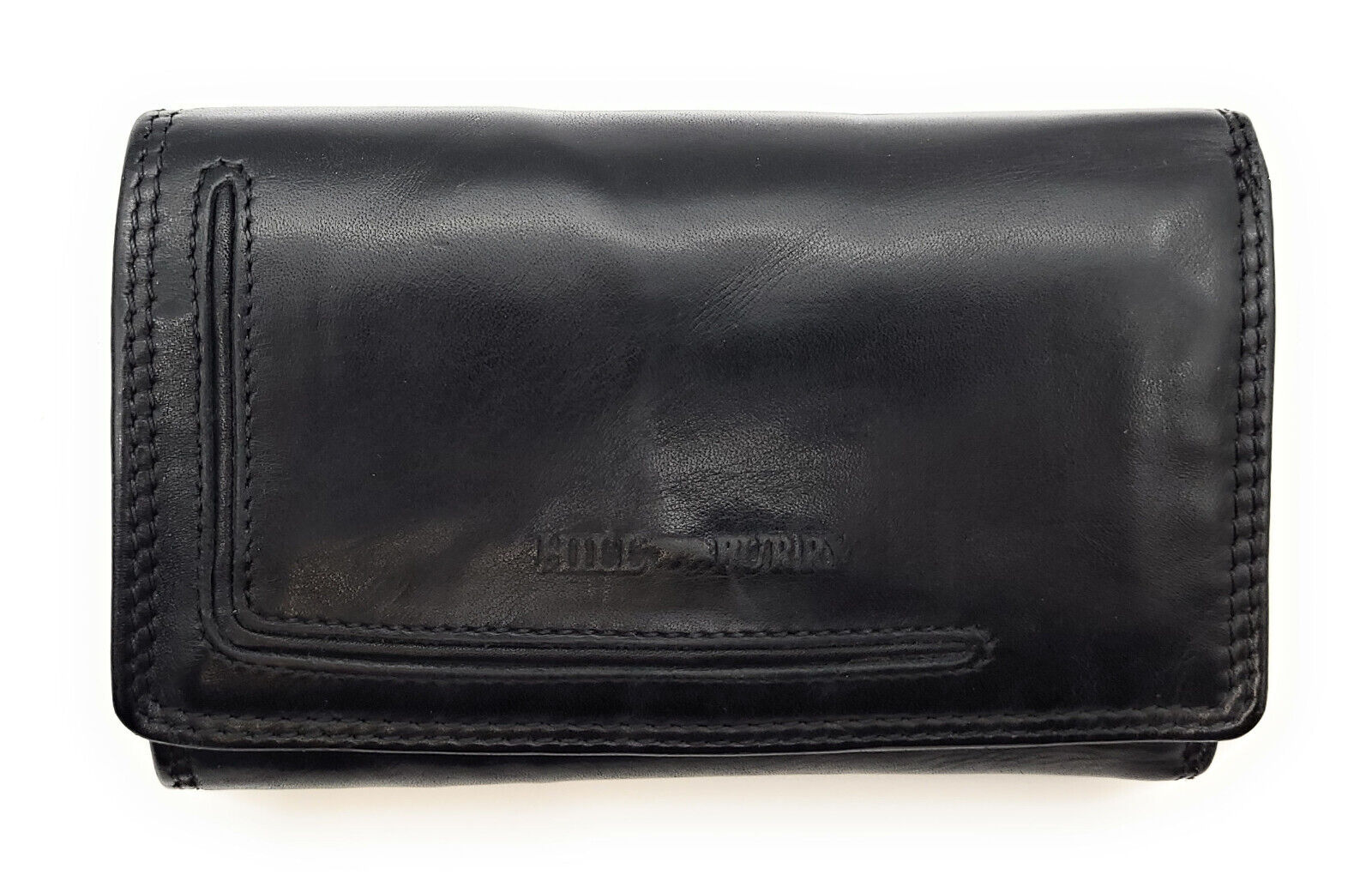 Hill Burry echt Leder Damen Geldbörse Portemonnaie mit RFID Schutz gewaschenes Rindleder schwarz