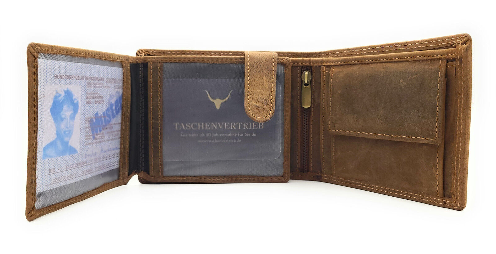 Echtleder-Geldbörse mit 3D-Adlerkopf-Prägung - Handgefertigt mit 9 Kartenfächern und 3 Sichtfächern