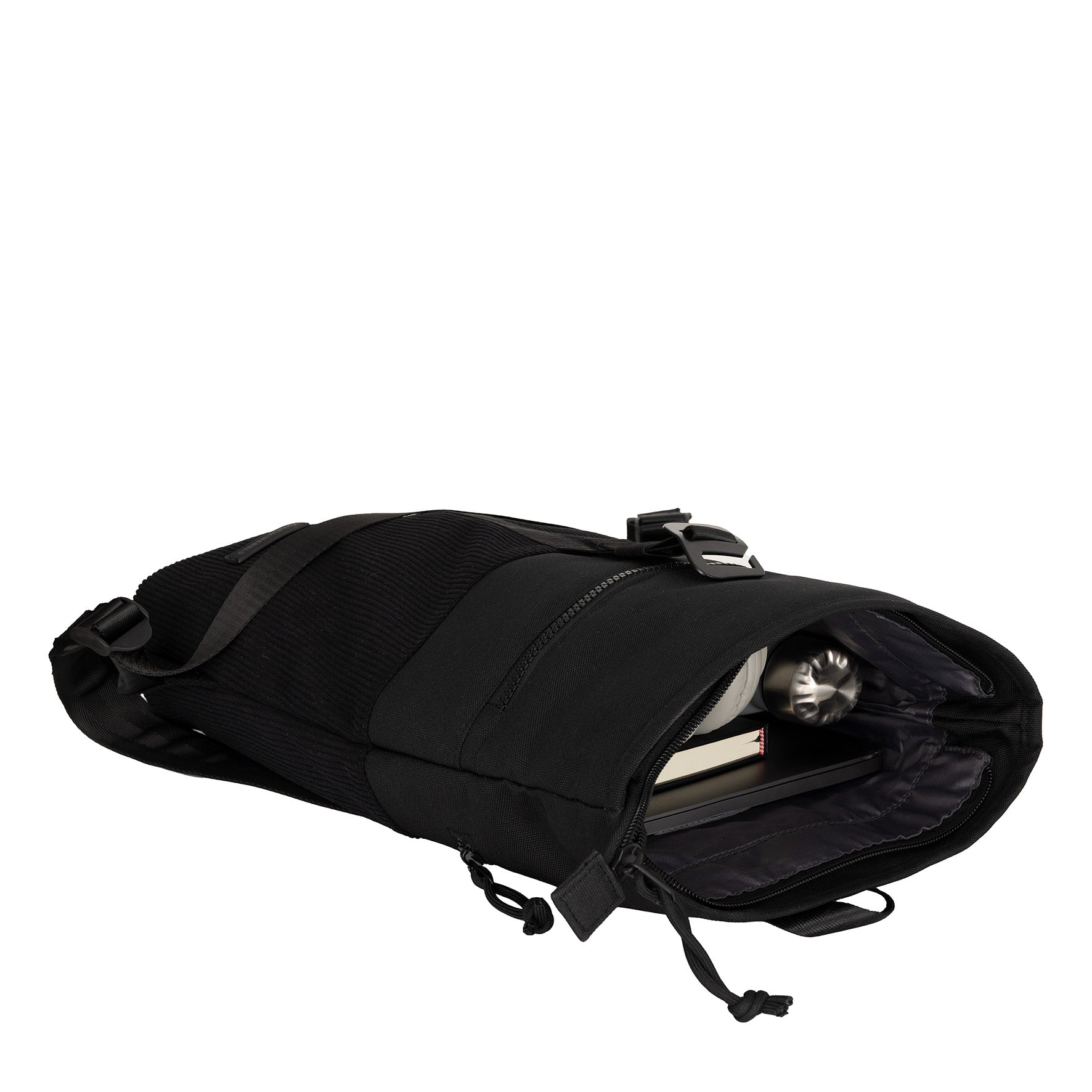 New Rebels Ribbi Roll Up Rolltop City Rucksack Los Angeles Kordoptik schwarz