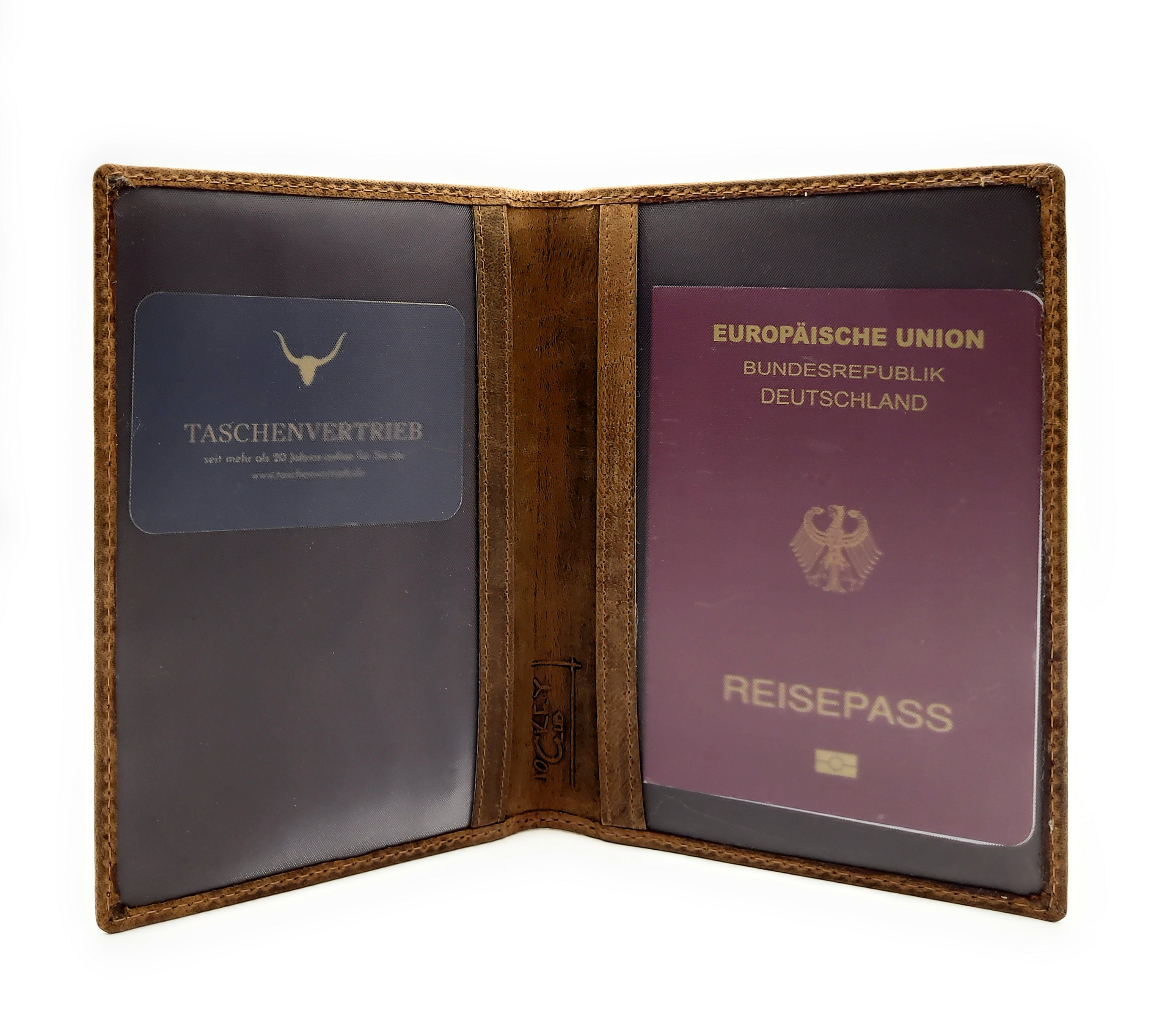 Jockey Club echt Leder Passhülle Etui Hülle Dokumenten Mappe Hunterleder Hirsch duo braun