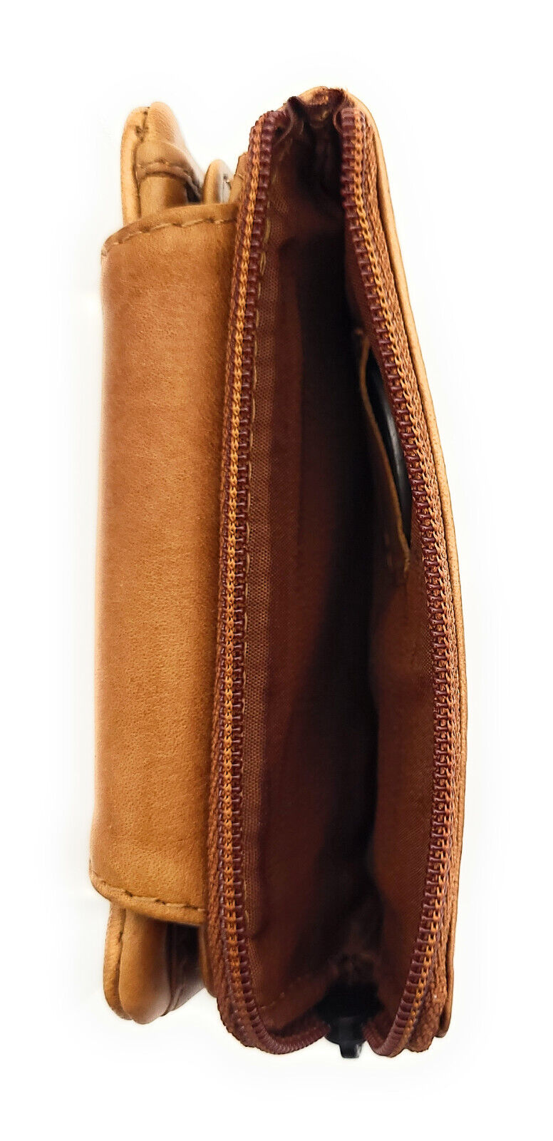 Jockey Club kleine echt Leder Geldbörse Portemonnaie mit RFID Schutz gewachstes Rindleder cognac