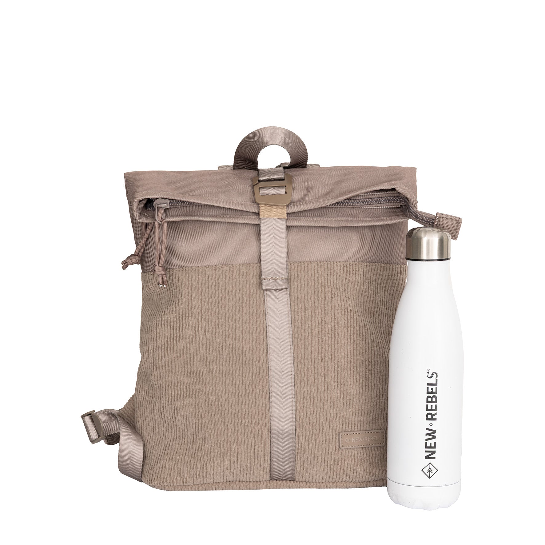 New Rebels Ribbi Roll Up Rolltop City Rucksack Los Angeles Kordoptik taupe