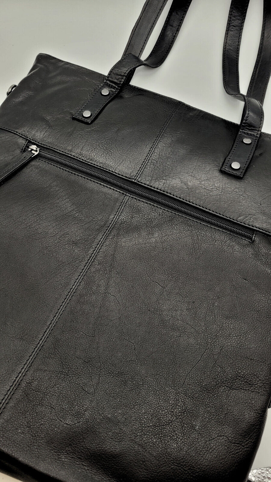 großer echt Leder Damen Shopper Handtasche Schultertasche Penelope schwarz