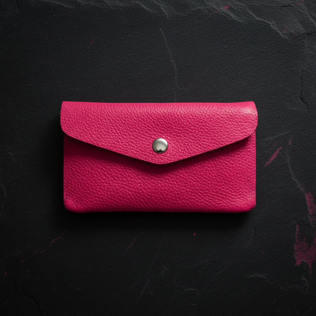 Geldbörse aus echtem Rindleder – kompaktes Leder Portemonnaie Made in Italy neonpink