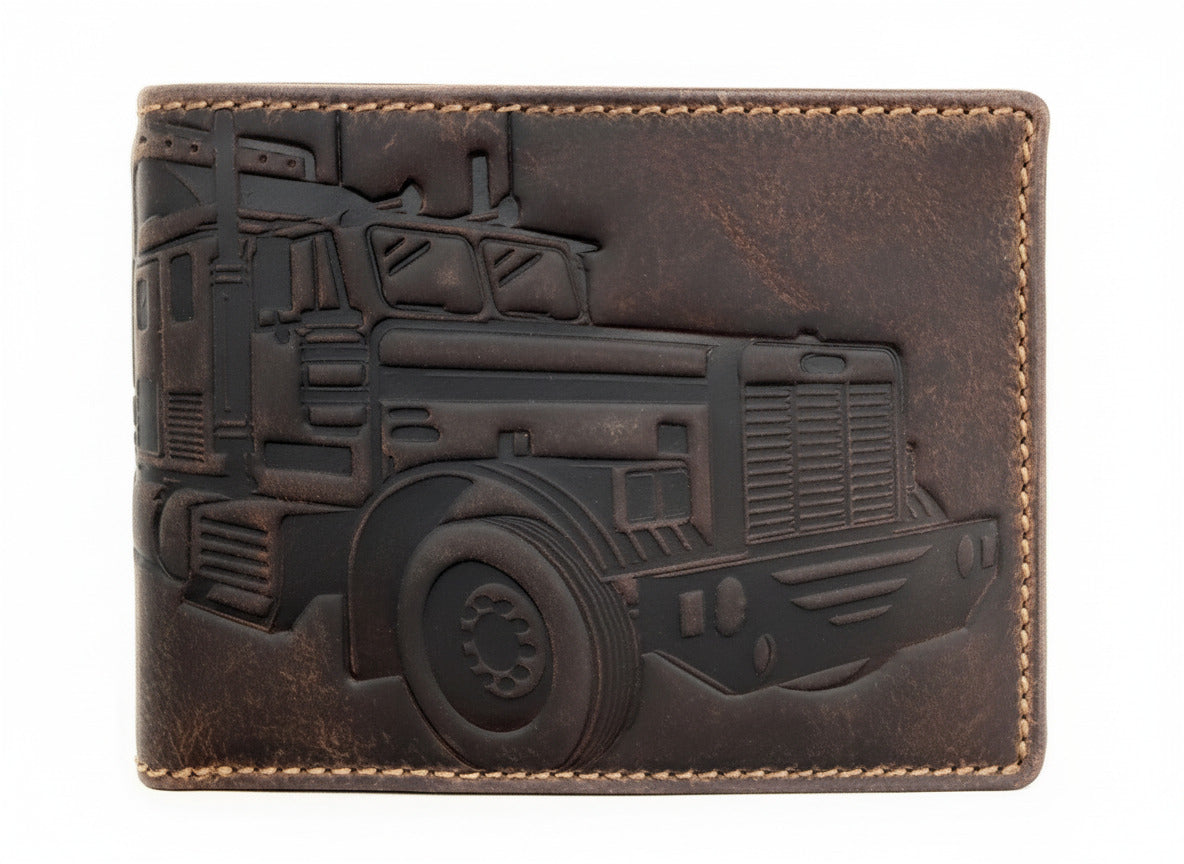 Jockey Club Geldbörse aus Büffel Hunter Leder – US-Truck, RFID-Schutz, Handarbeit, viele Fächer dunkelbraun