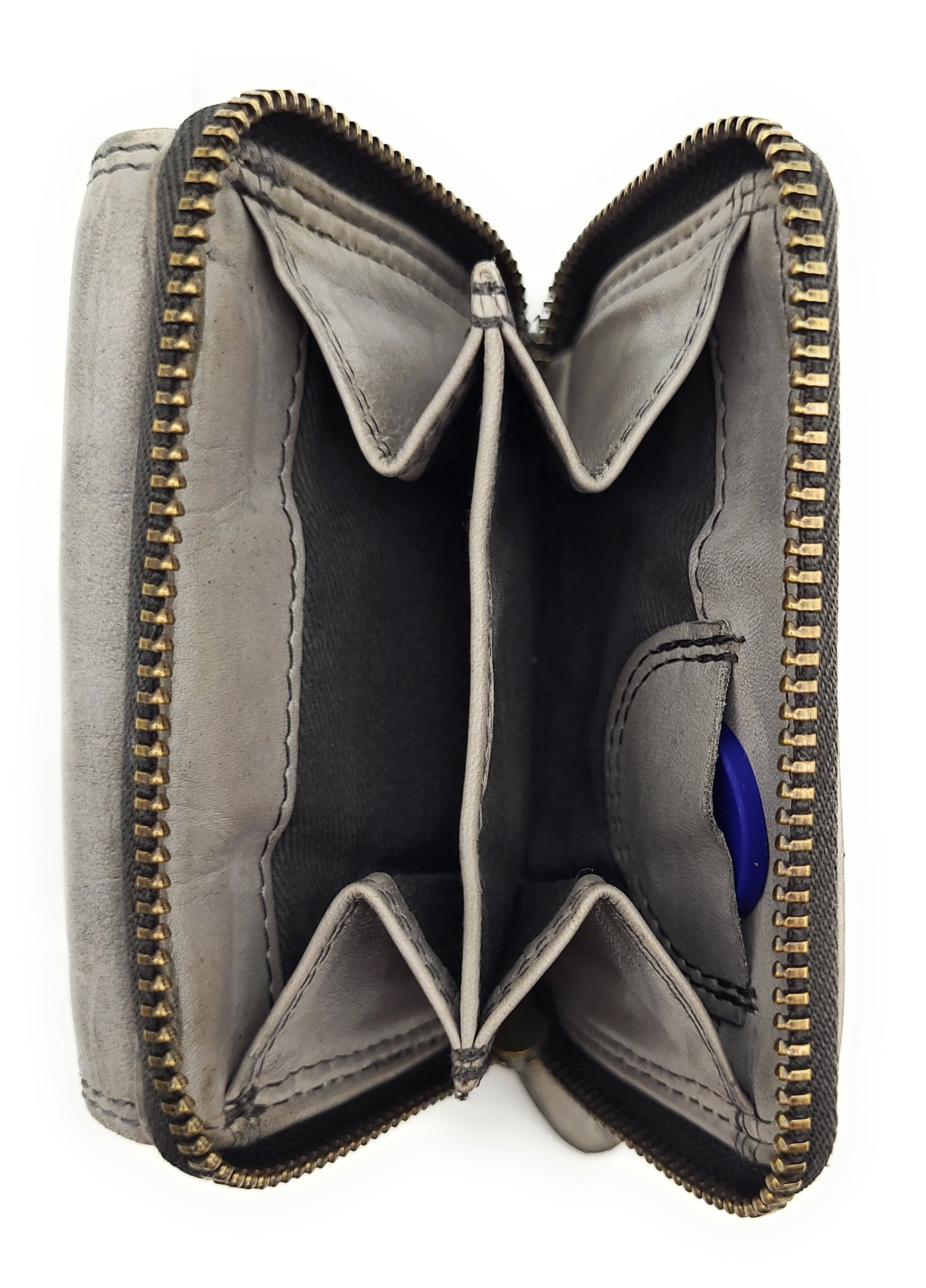 Hill Burry echt Leder Damen Mini Geldbörse Portemonnaie RFID Schutz Waschleder grau