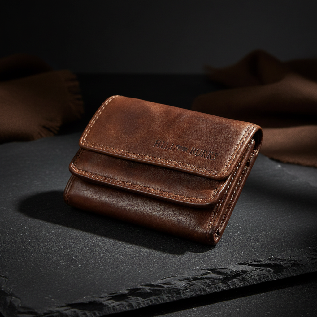 Hill Burry kleine echt Leder Damen Geldbörse Portemonnaie Waschleder mit RFID Schutz braun