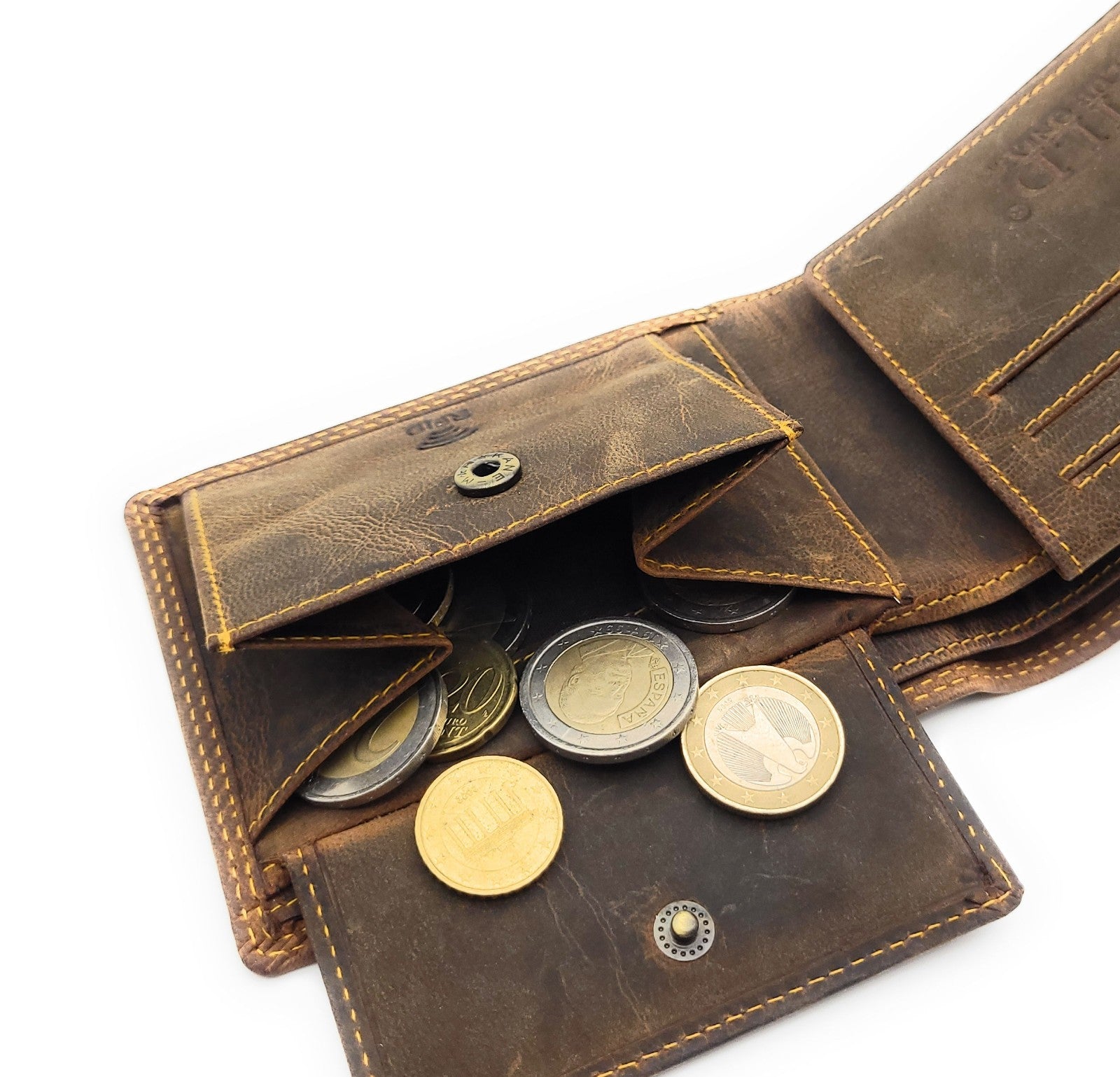 Hunterleder Portemonnaie Querformat mit RFID-Schutz – 6 Kartenfächer, Münzfach, Doppelnaht, bestes Preis-Leistungs-Verhältnis