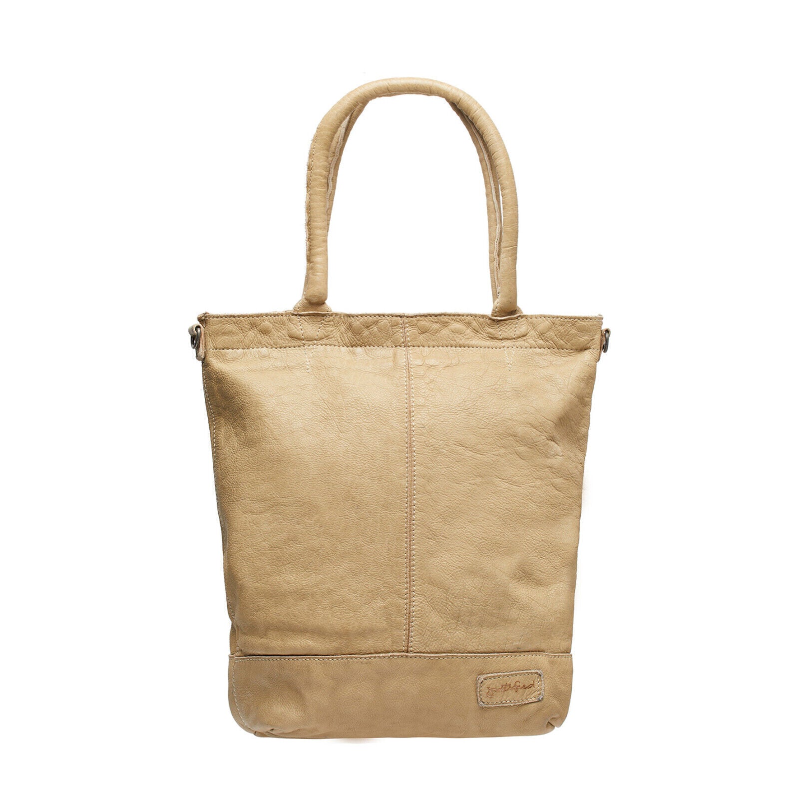 echt Leder Damen Shopper Handtasche Lederhenkel und abnehmbarer Schultergurt Amber sand
