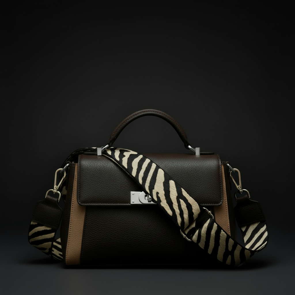 Ersatz Taschengurt Schultergurt Tragegurt Schulterriemen 5cm made in Italy zebra beige silber