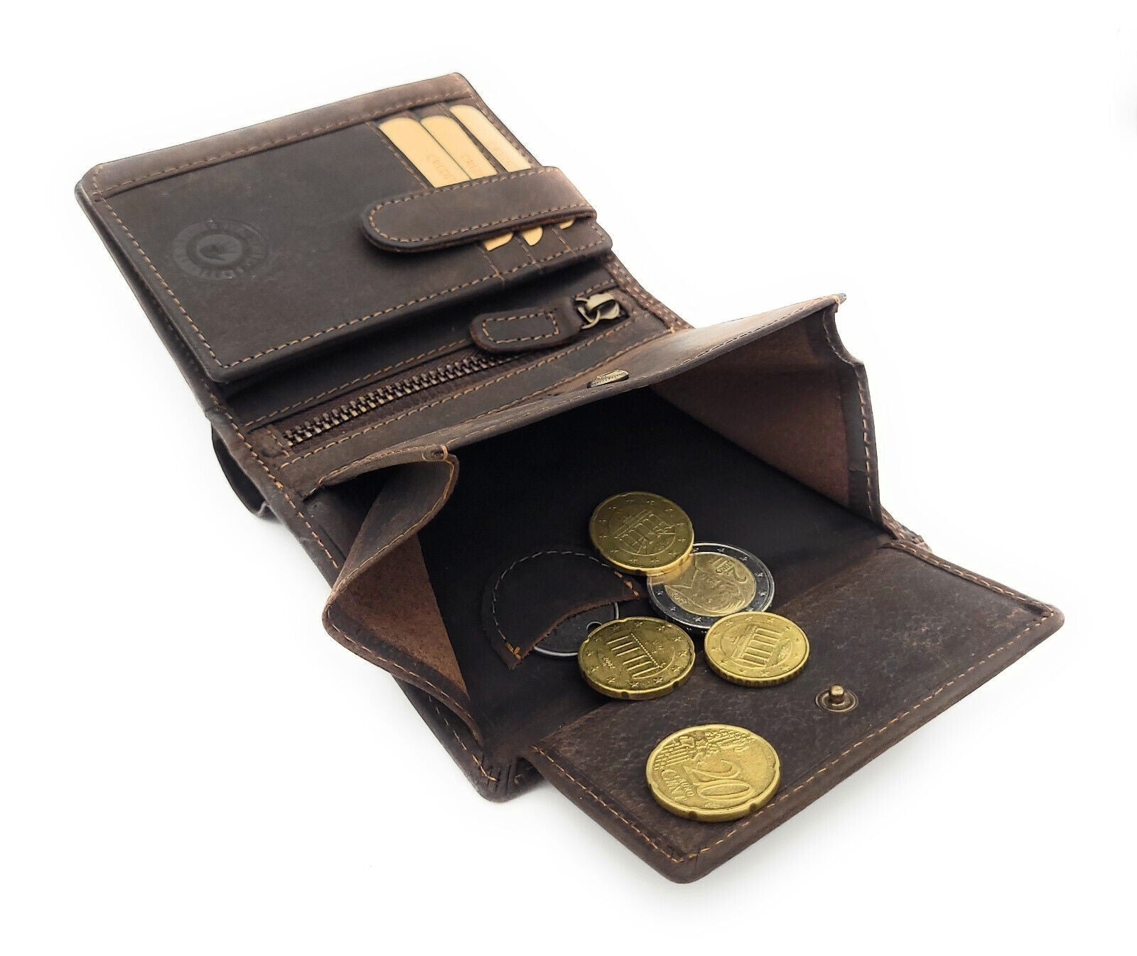 Jockey Club echt Leder Geldbörse Portemonnaie mit RFID Schutz dunkelbraun