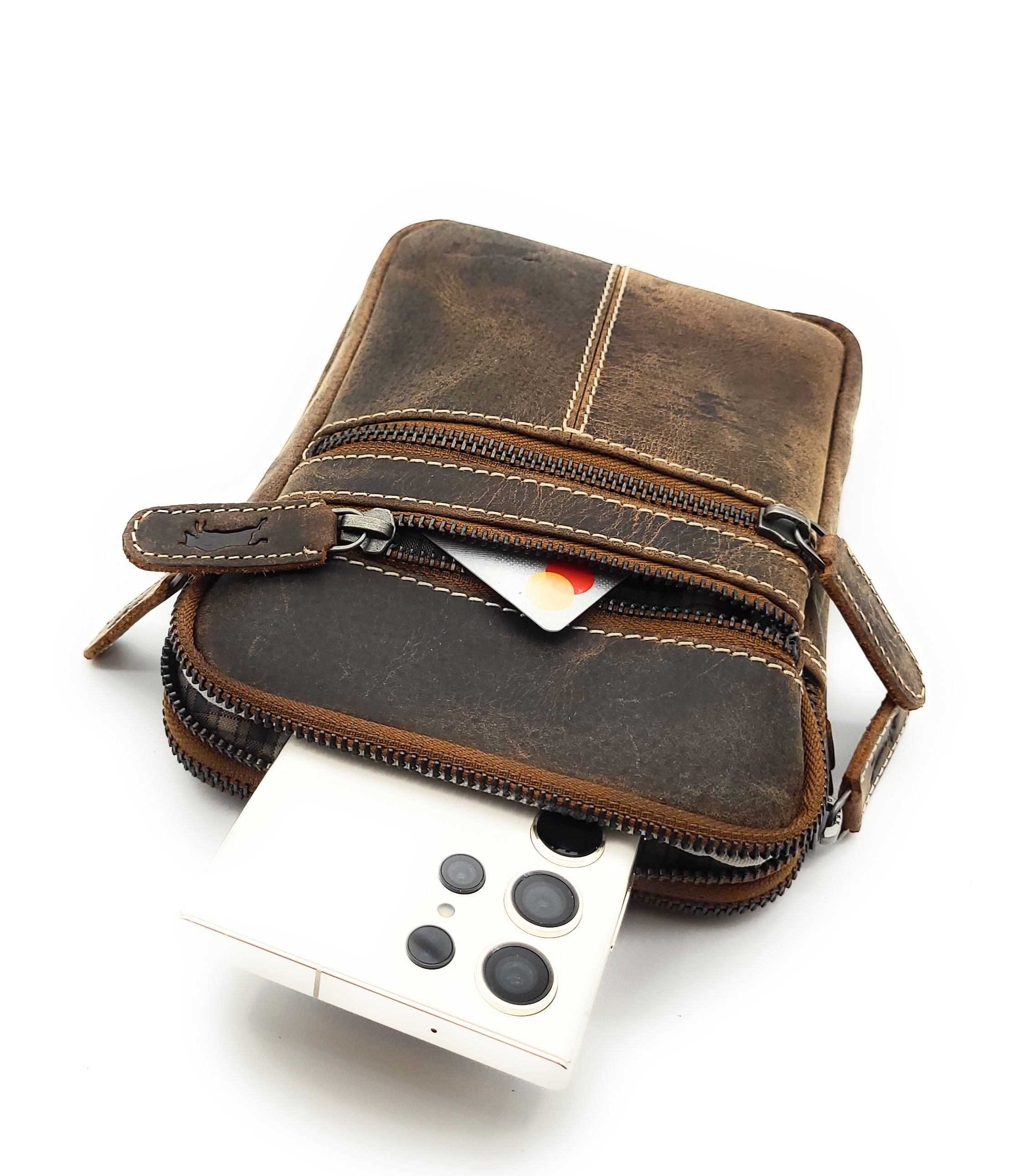 Umhängetasche Büffelleder Vintage Braun – Herren & Unisex | VEN-TOMY® Genuine Leather