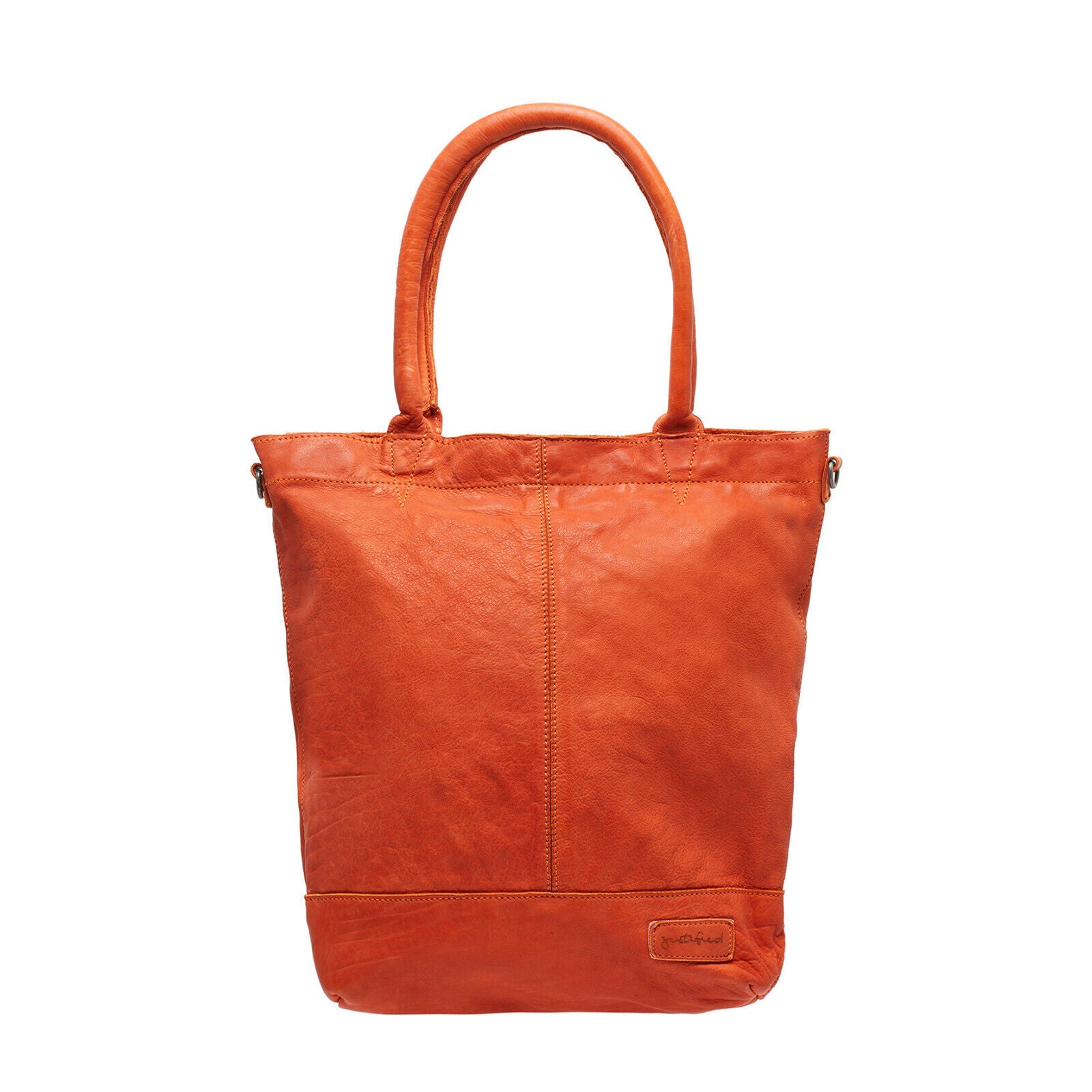 echt Leder Damen Shopper Handtasche Lederhenkel und abnehmbarer Schultergurt Amber orange