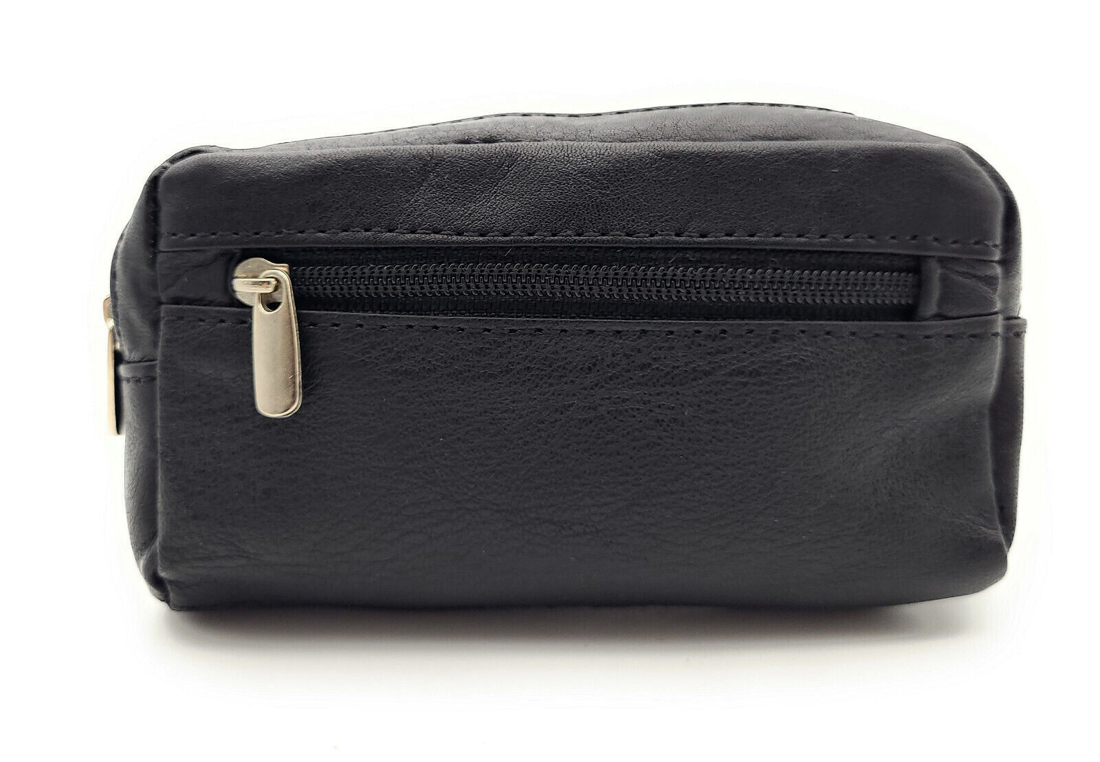 Schlüsseletui Kofferform – Echtleder (Nappa) | Reißverschlussfach, Schlüsselringe, Schwarz