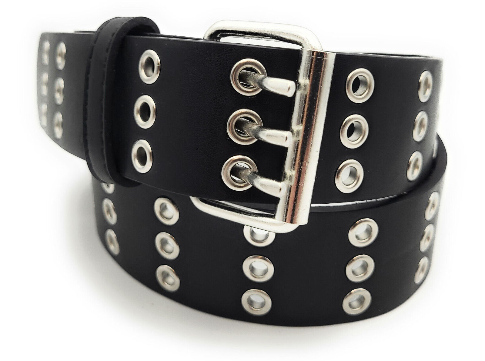 3-Loch Nietengürtel Ösen Gürtel Jeansgürtel Damen Herren echt Leder & PU 105cm (90cm Bundweite)