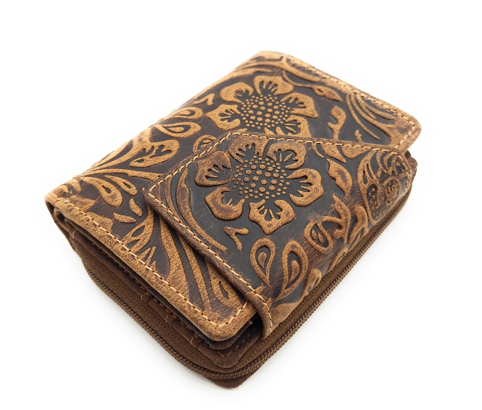 Jockey Club kleine echt Leder Damen Geldbörse Portemonnaie mit RFID Schutz Liane cognac braun