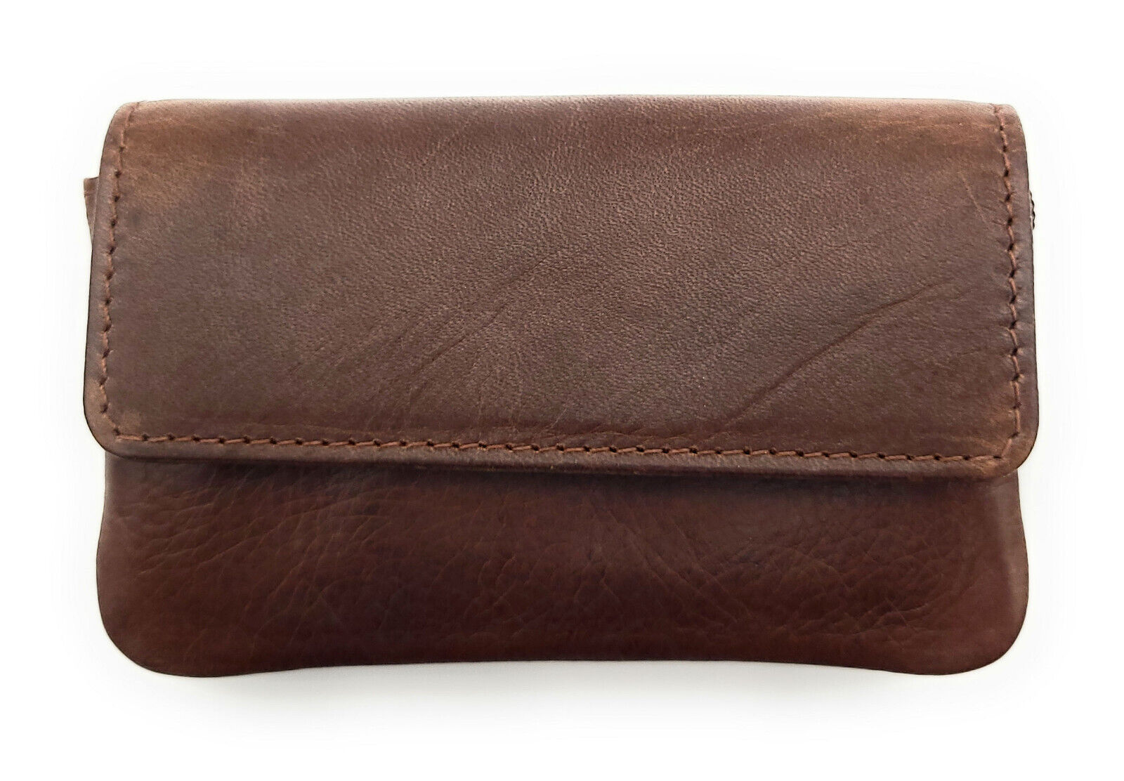 Jockey Club echt Leder Mikro Geldbörse Schlüsseletui gewachstes Rindleder braun